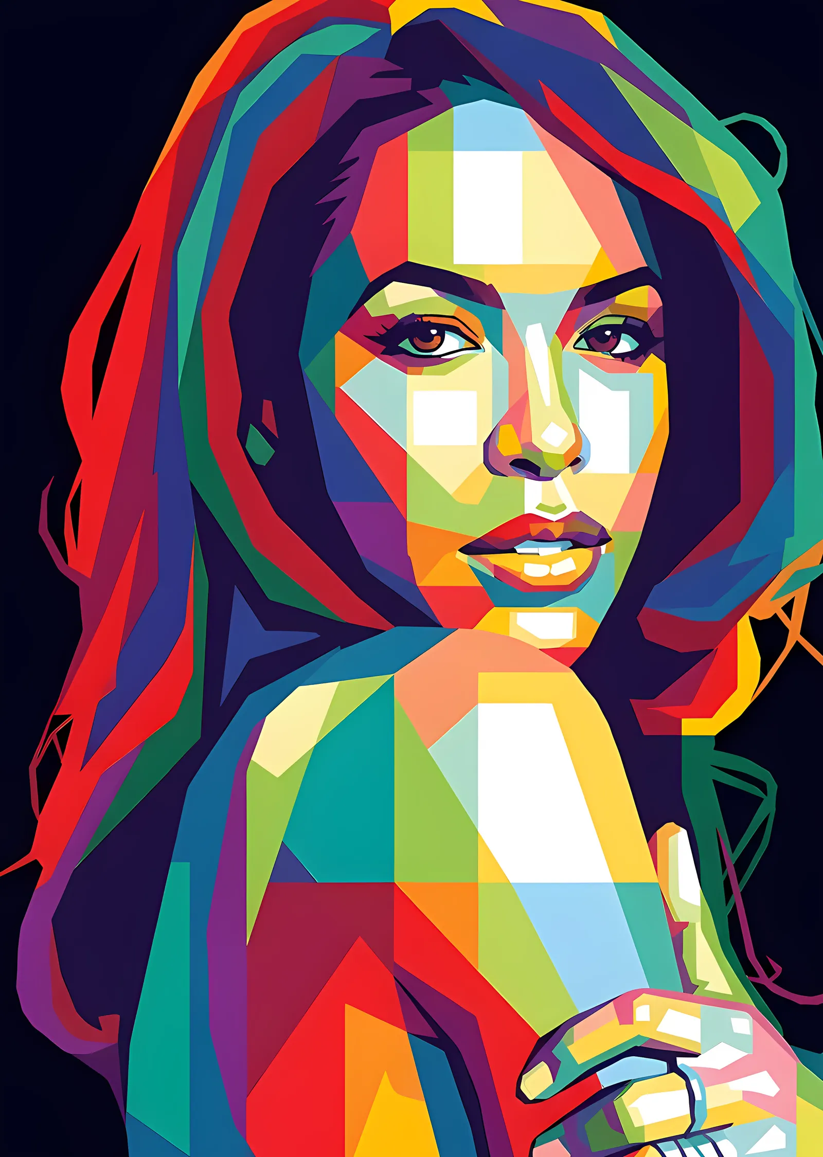 Aaliyah: WPAP Renk Mozaiği metal tablo