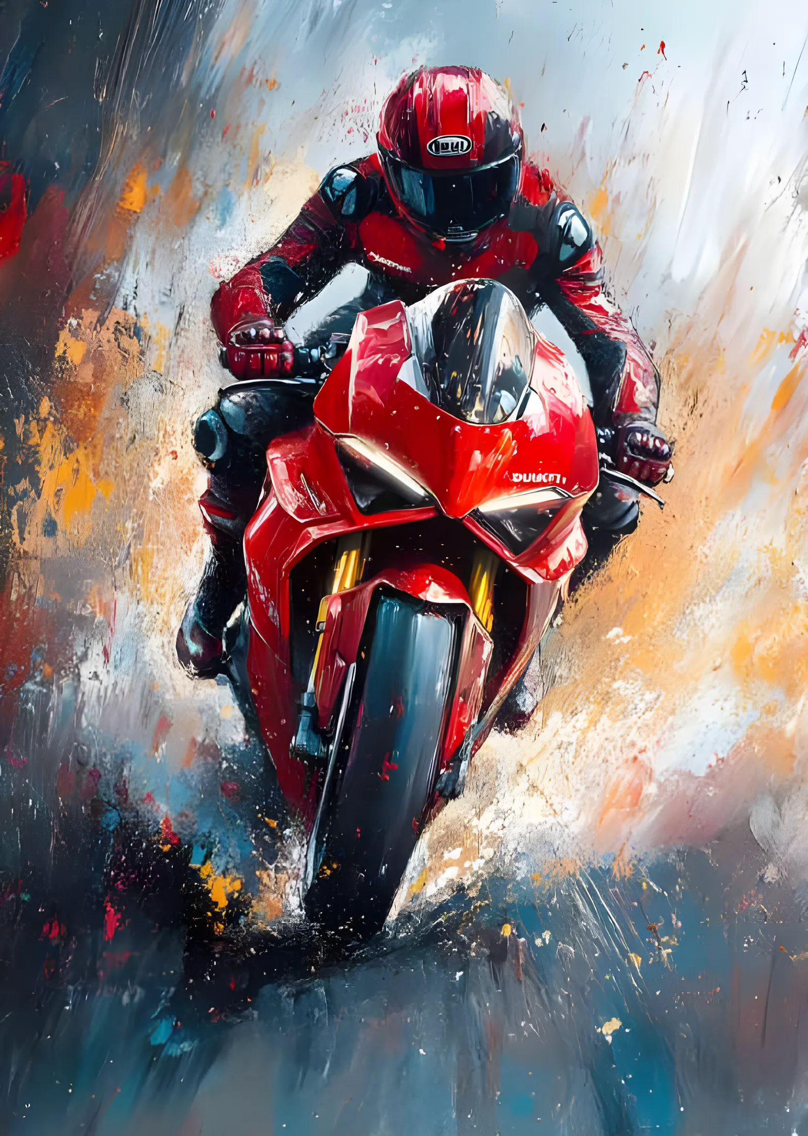 Ducati Panigale V4 - Renkli Fırça metal tablo