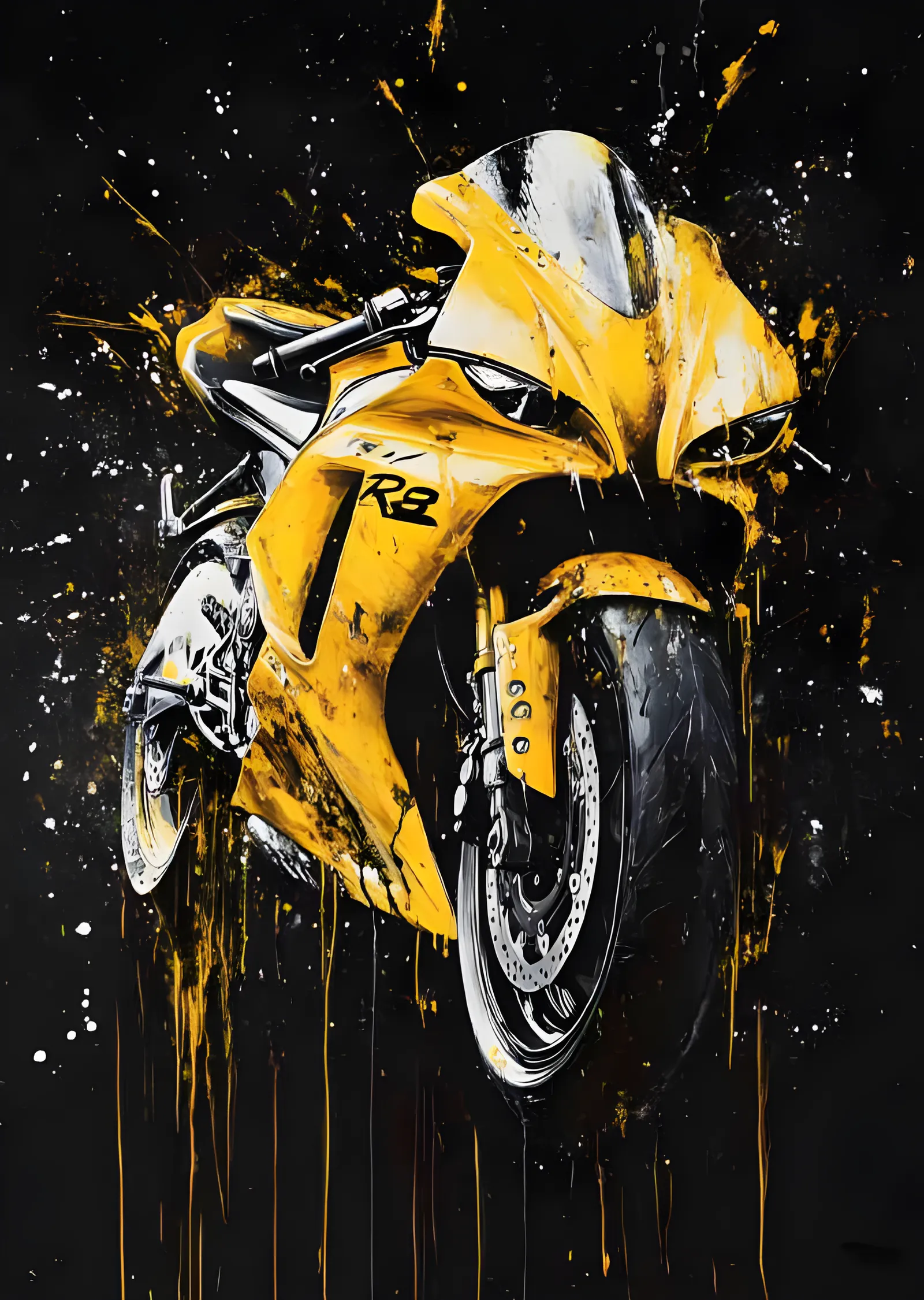 Yamaha R6 - Sarı Damla metal tablo