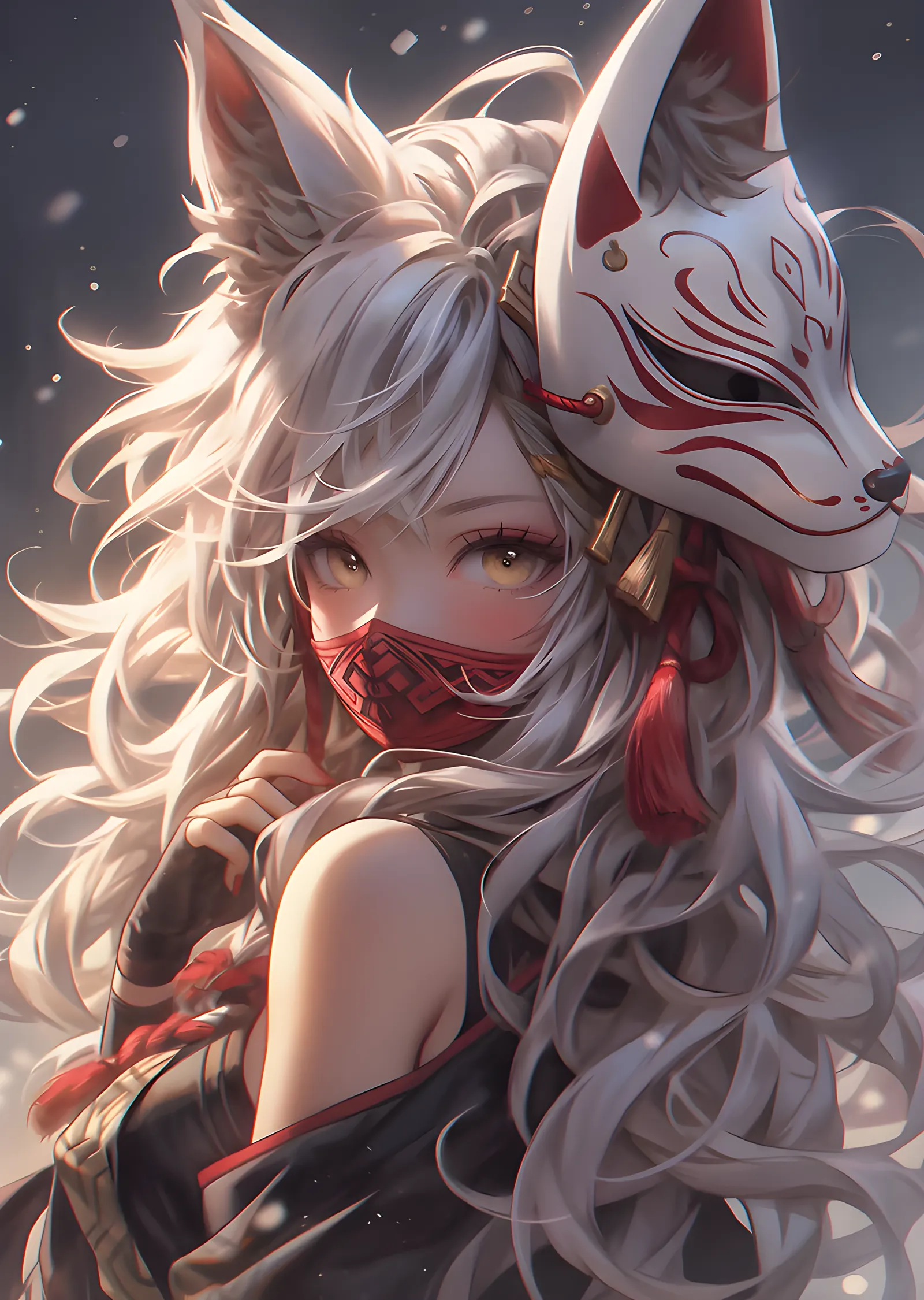 Kitsune Maskeli Anime Karakter metal tablo