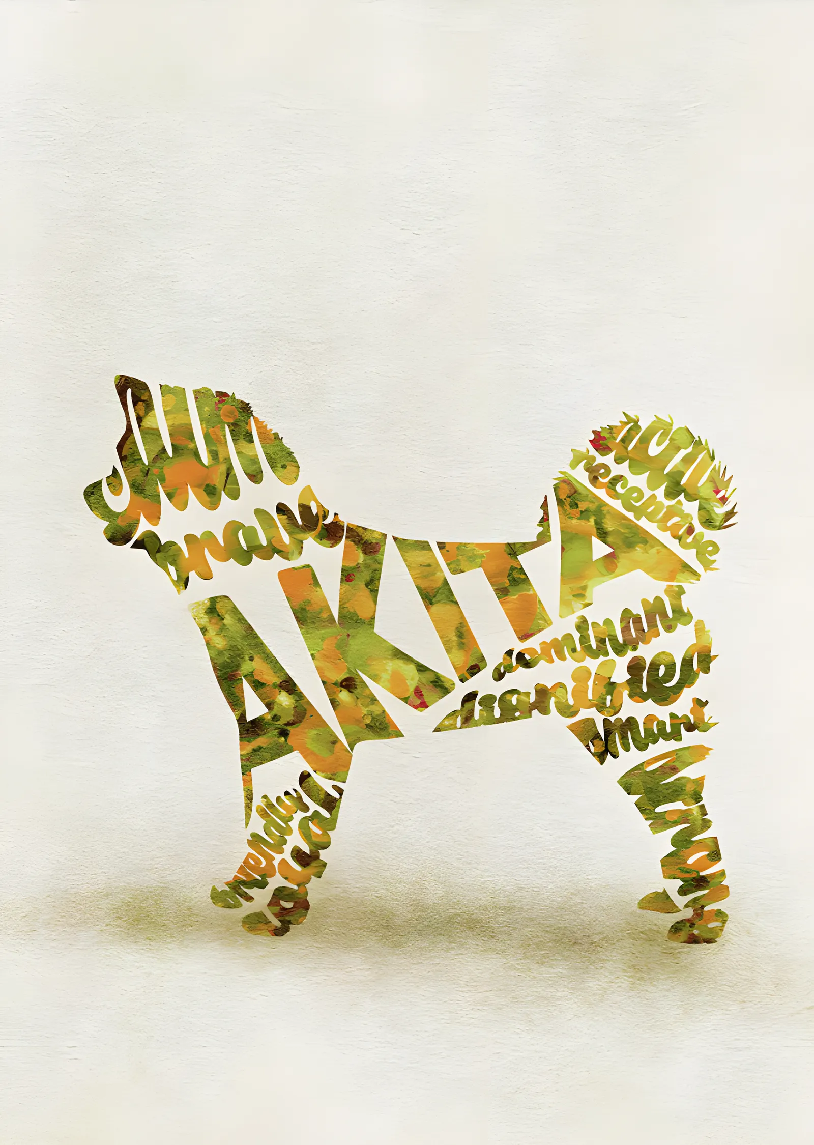 Akita - Tipografi Köpek metal tablo