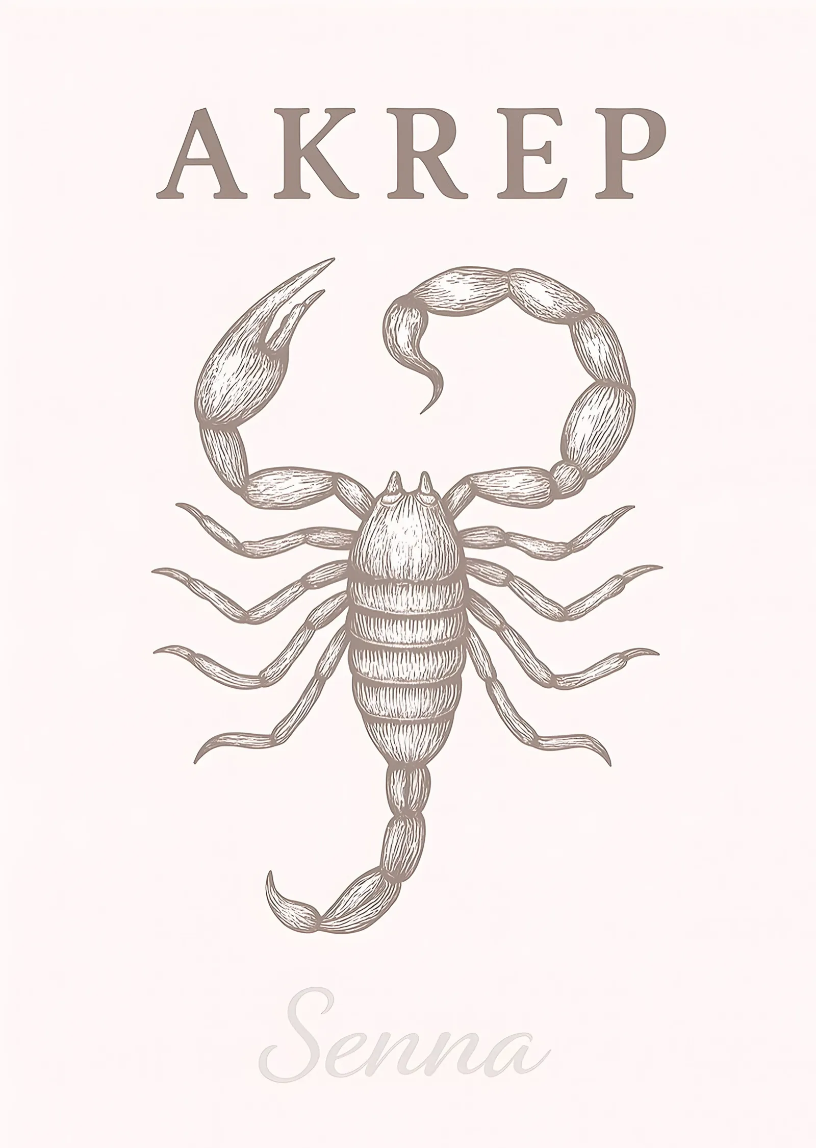 Akrep: Vintage Bilimsel Çizim metal tablo