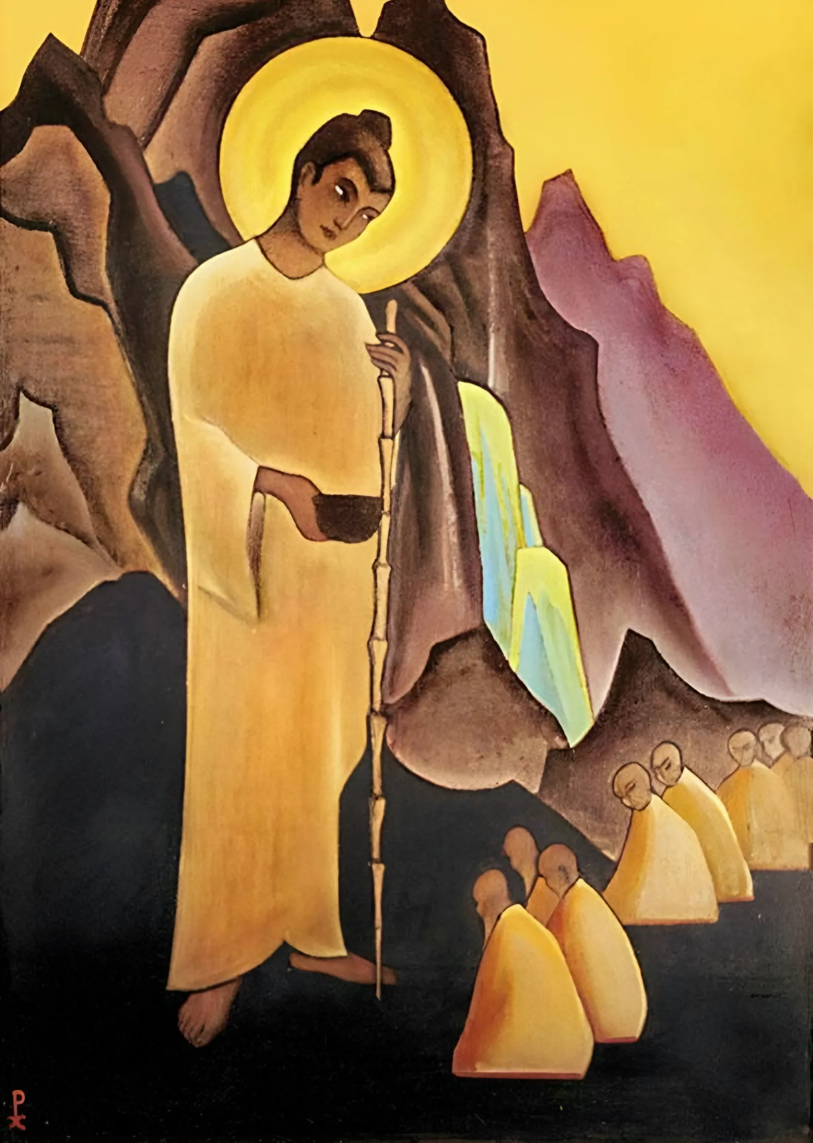 Altın Hâleli Aziz - Nicholas Roerich metal tablo