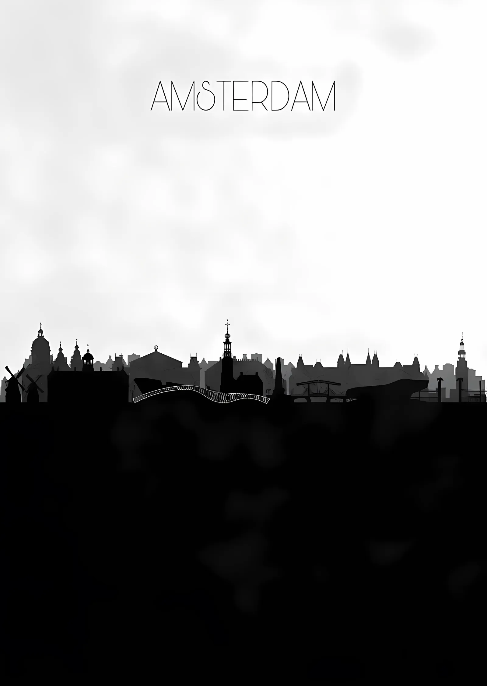 Amsterdam Silueti metal tablo