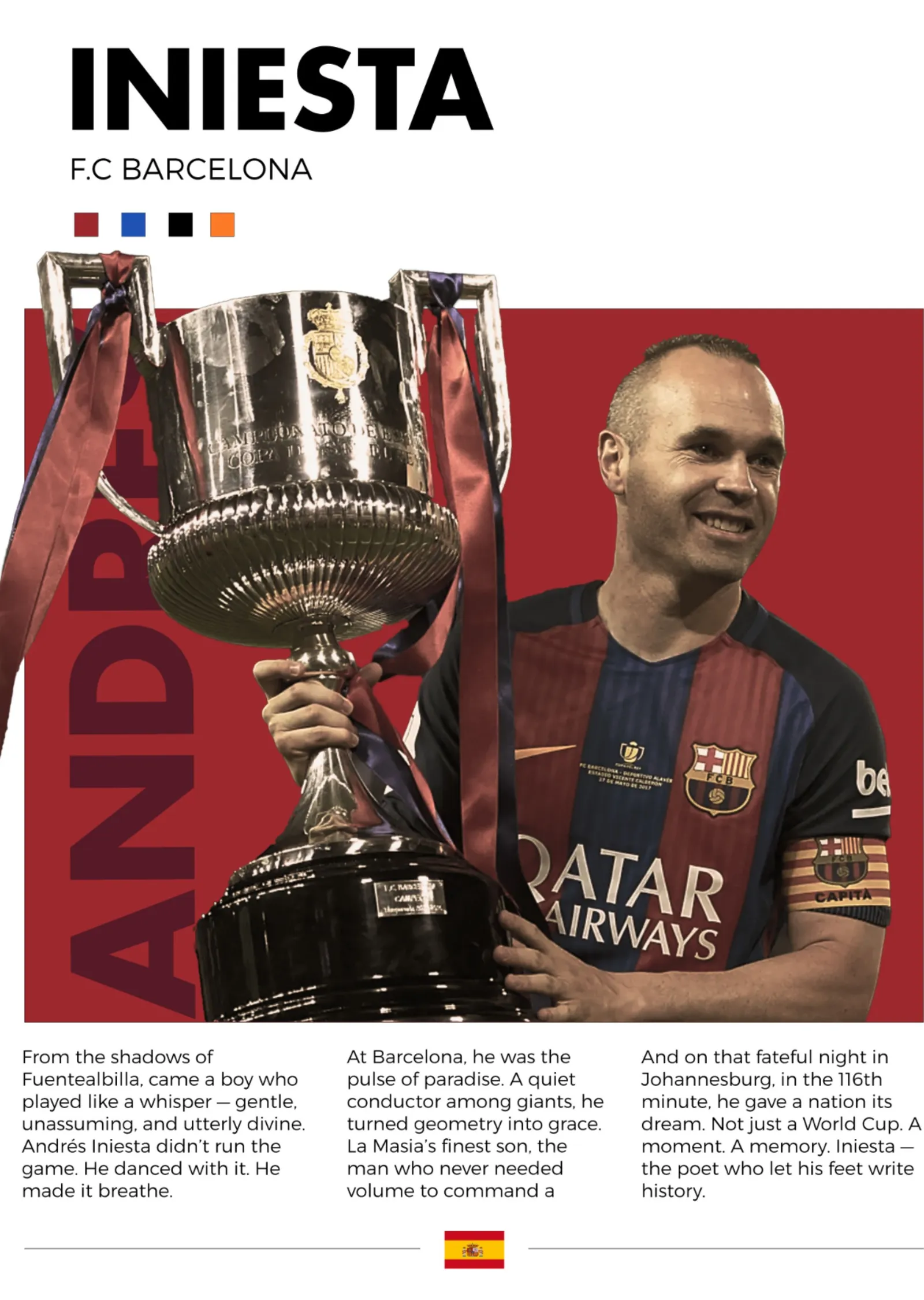 Andrés Iniesta: Barcelona Kupa Künyesi metal tablo