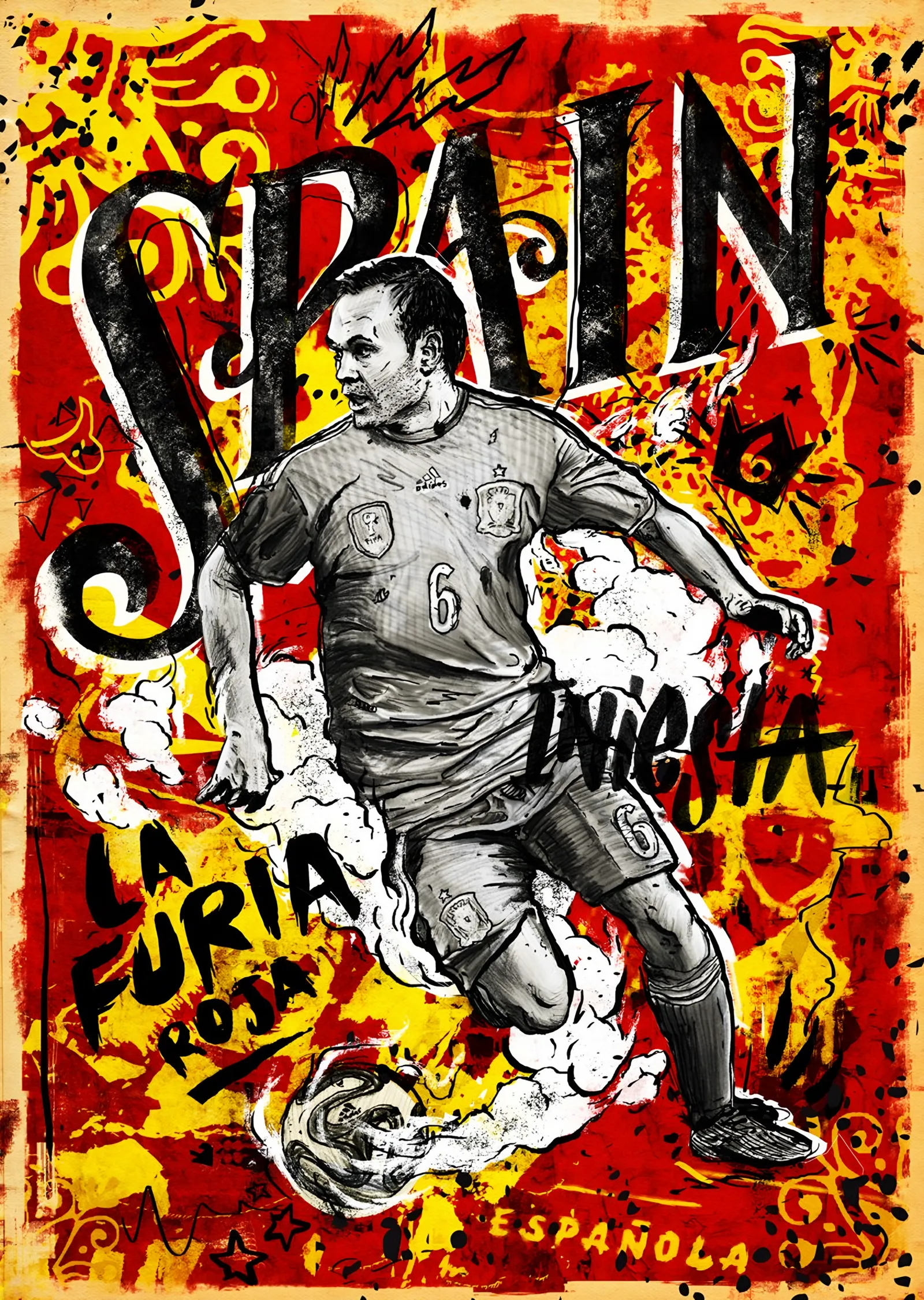Andrés Iniesta: La Furia Roja metal tablo