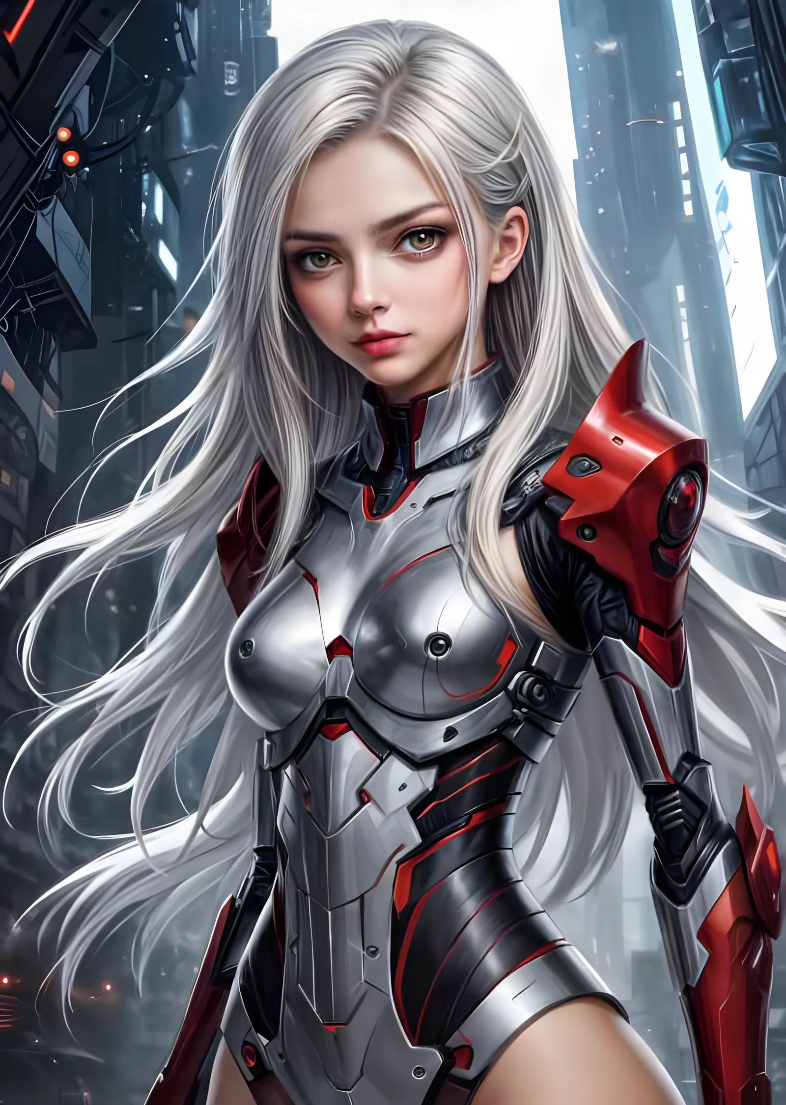 Beyaz Zırhlı Anime Karakteri metal tablo