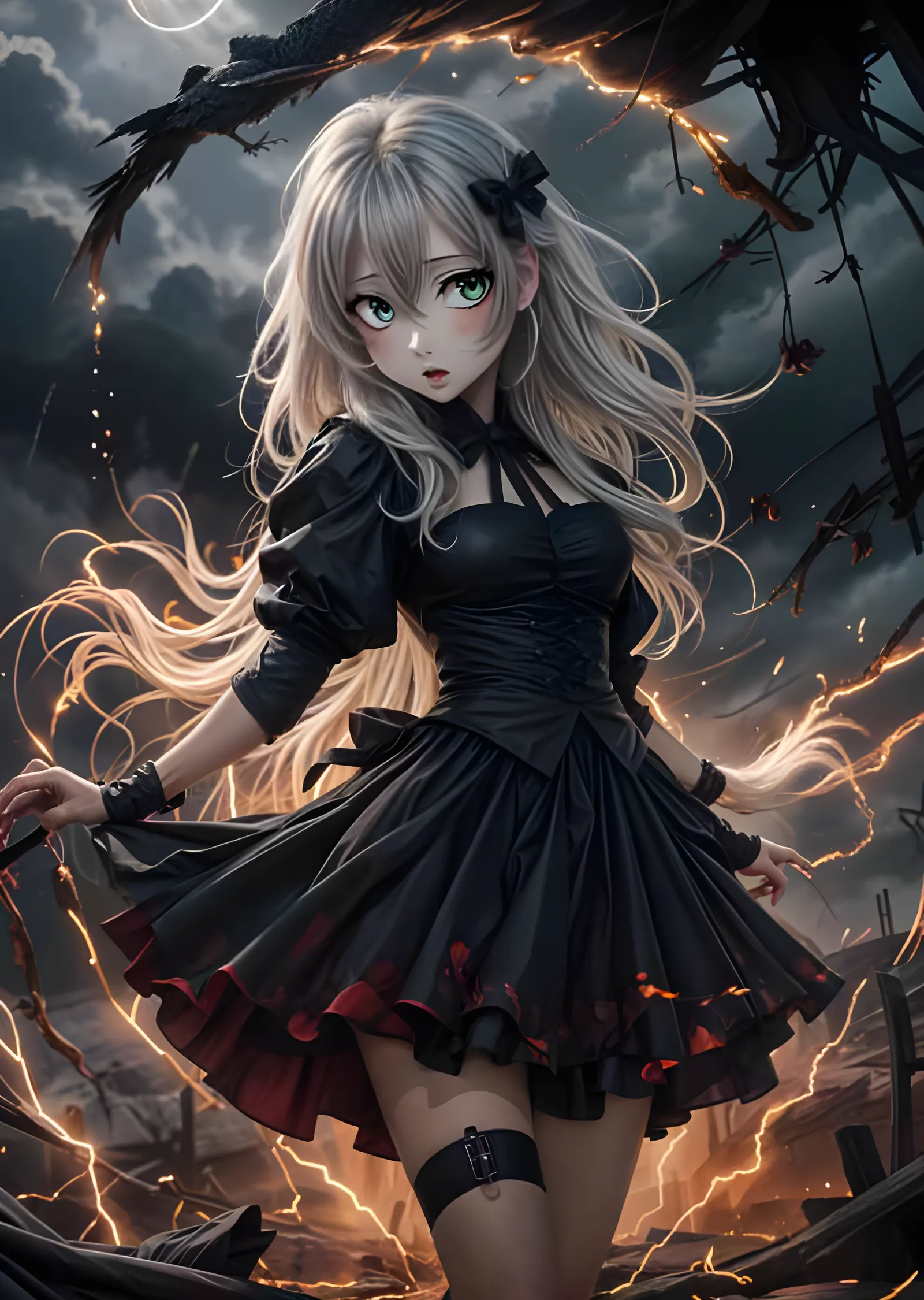 Gotik Elbiseli Anime Karakteri metal tablo