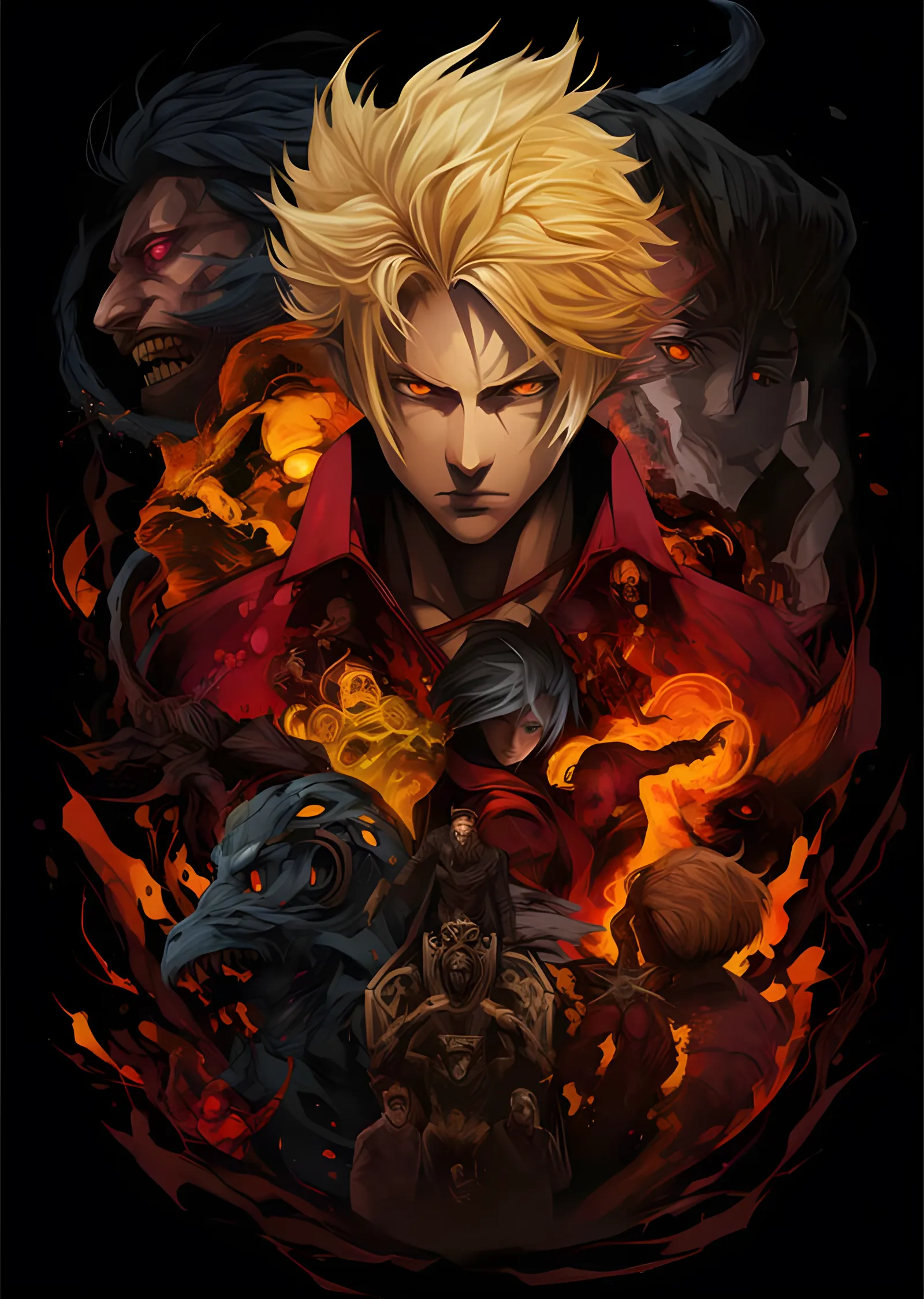Anime Yıldızları - Alev Kolajı metal tablo