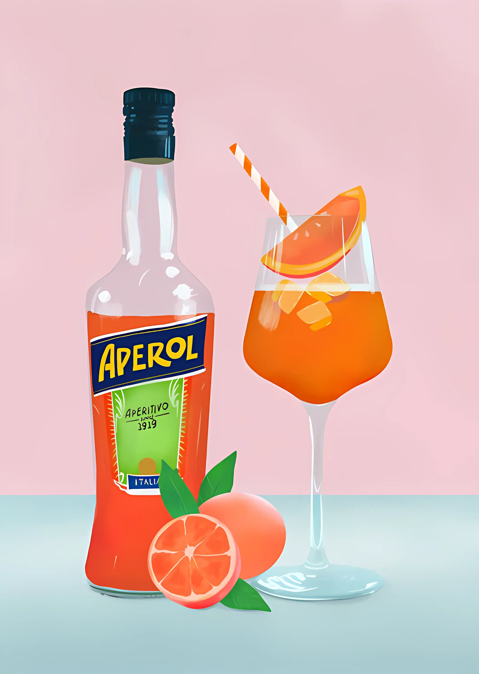 Aperol Spritz - Pembe Zemin metal tablo