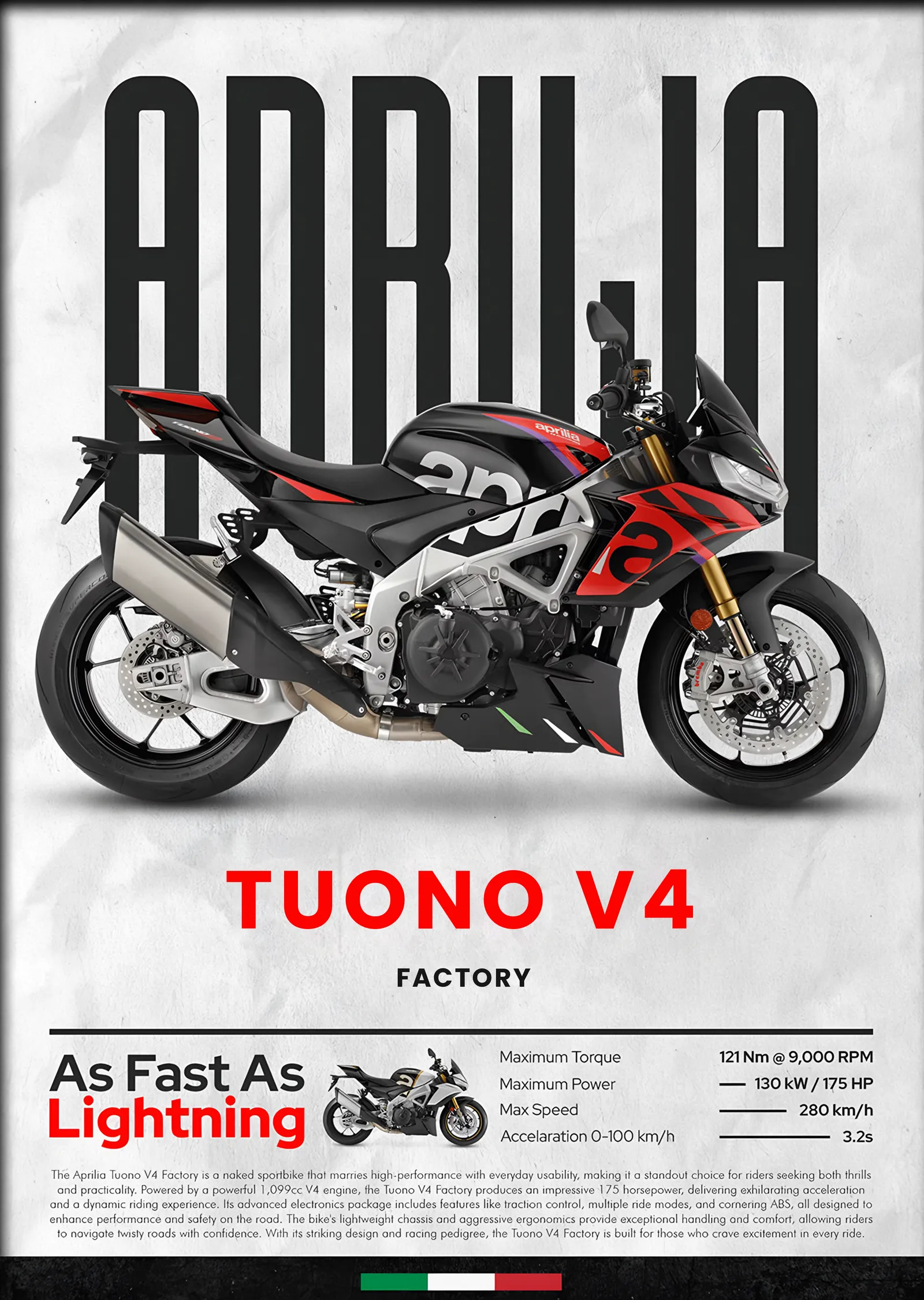 Aprilia Tuono V4 metal tablo