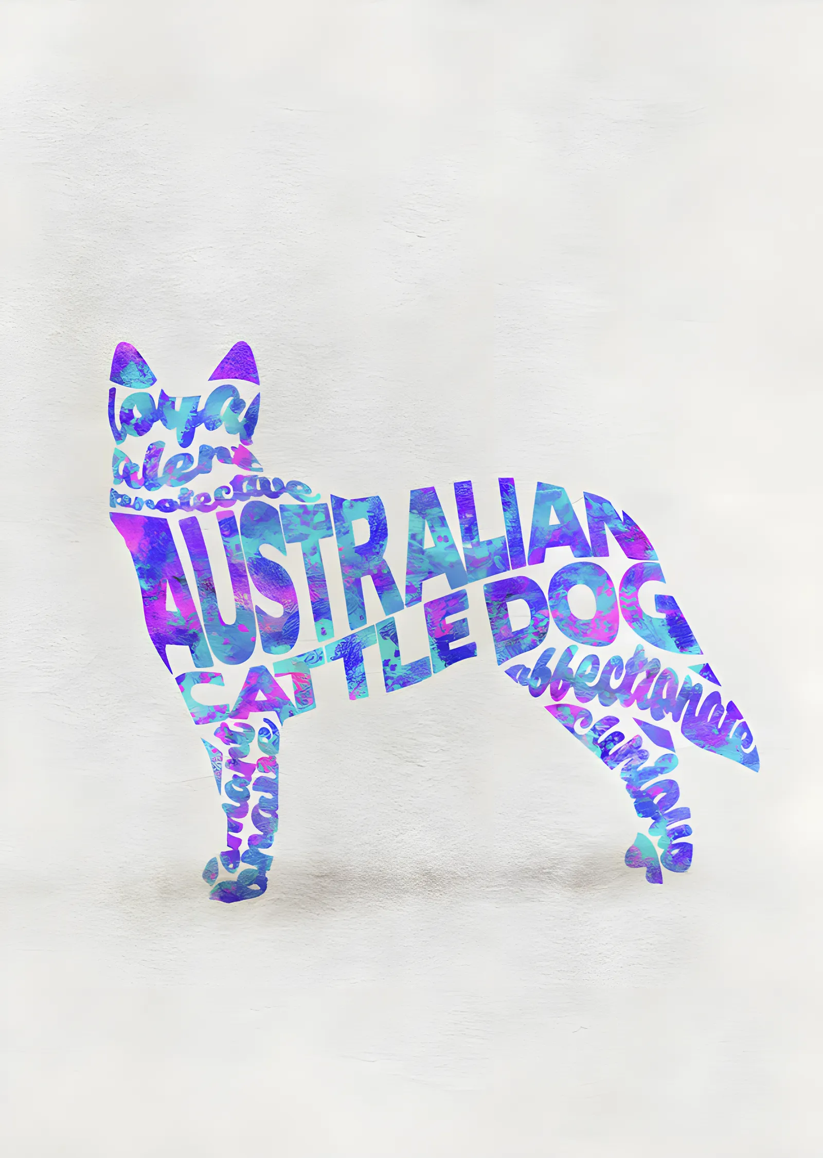 Australian Cattle Dog - Tipografi metal tablo