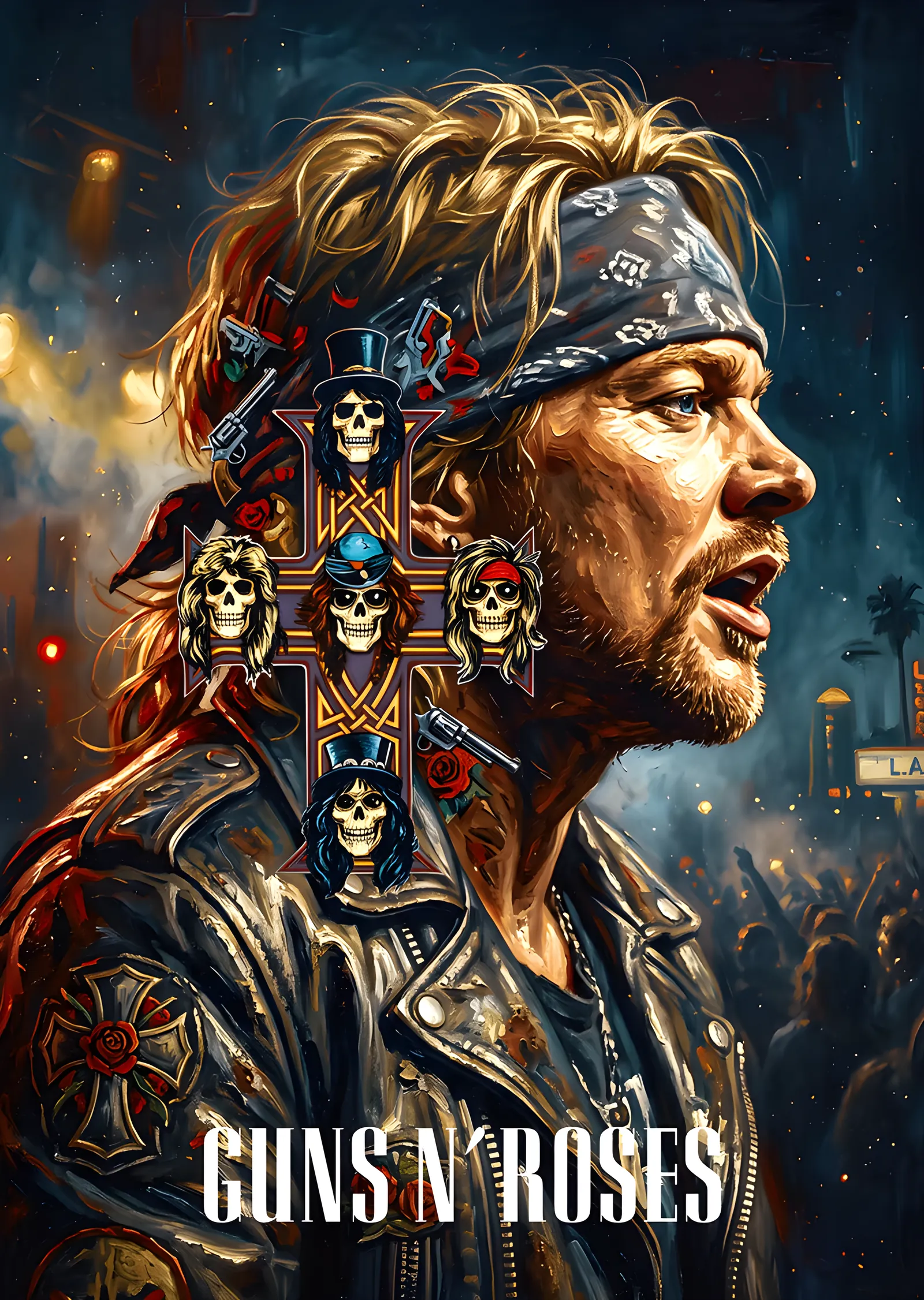 Axl Rose - Haçlı Kolye metal tablo