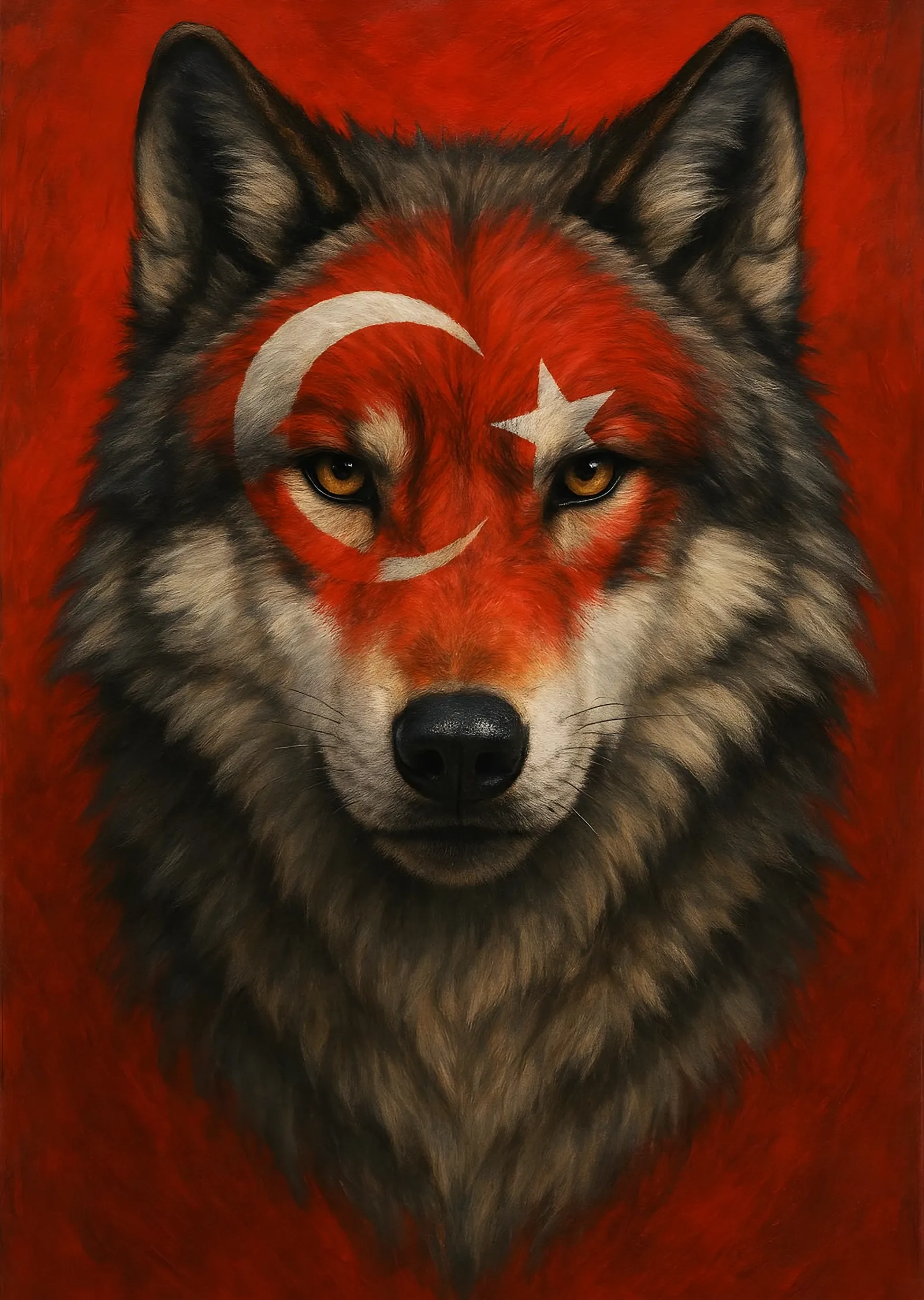Ay Yıldızlı Bozkurt metal tablo