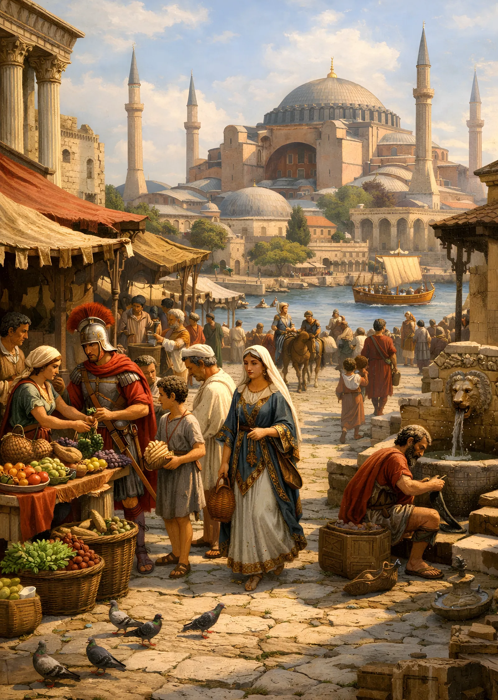 Ayasofya Önünde Pazar metal tablo