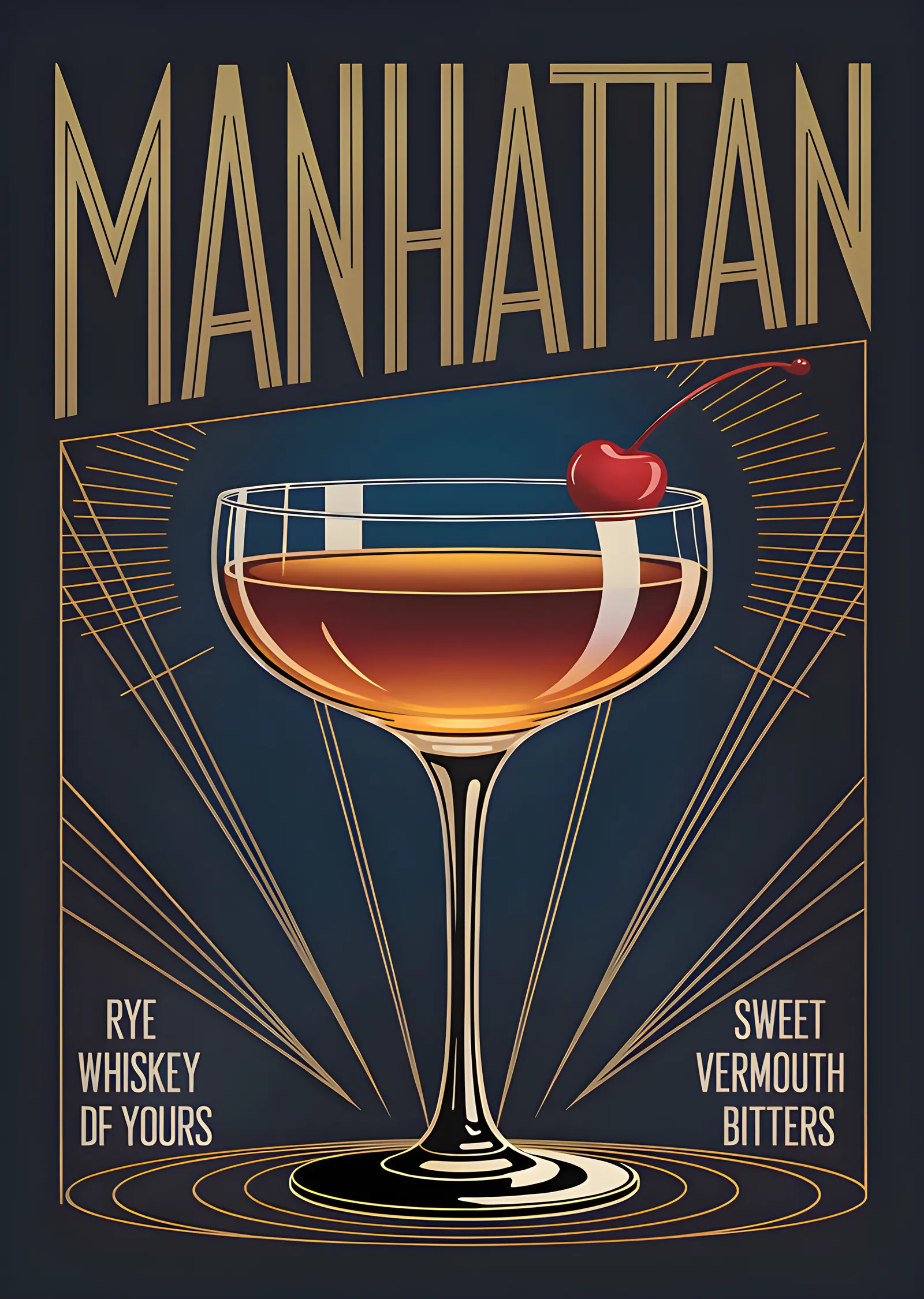 Manhattan Kokteyli metal tablo