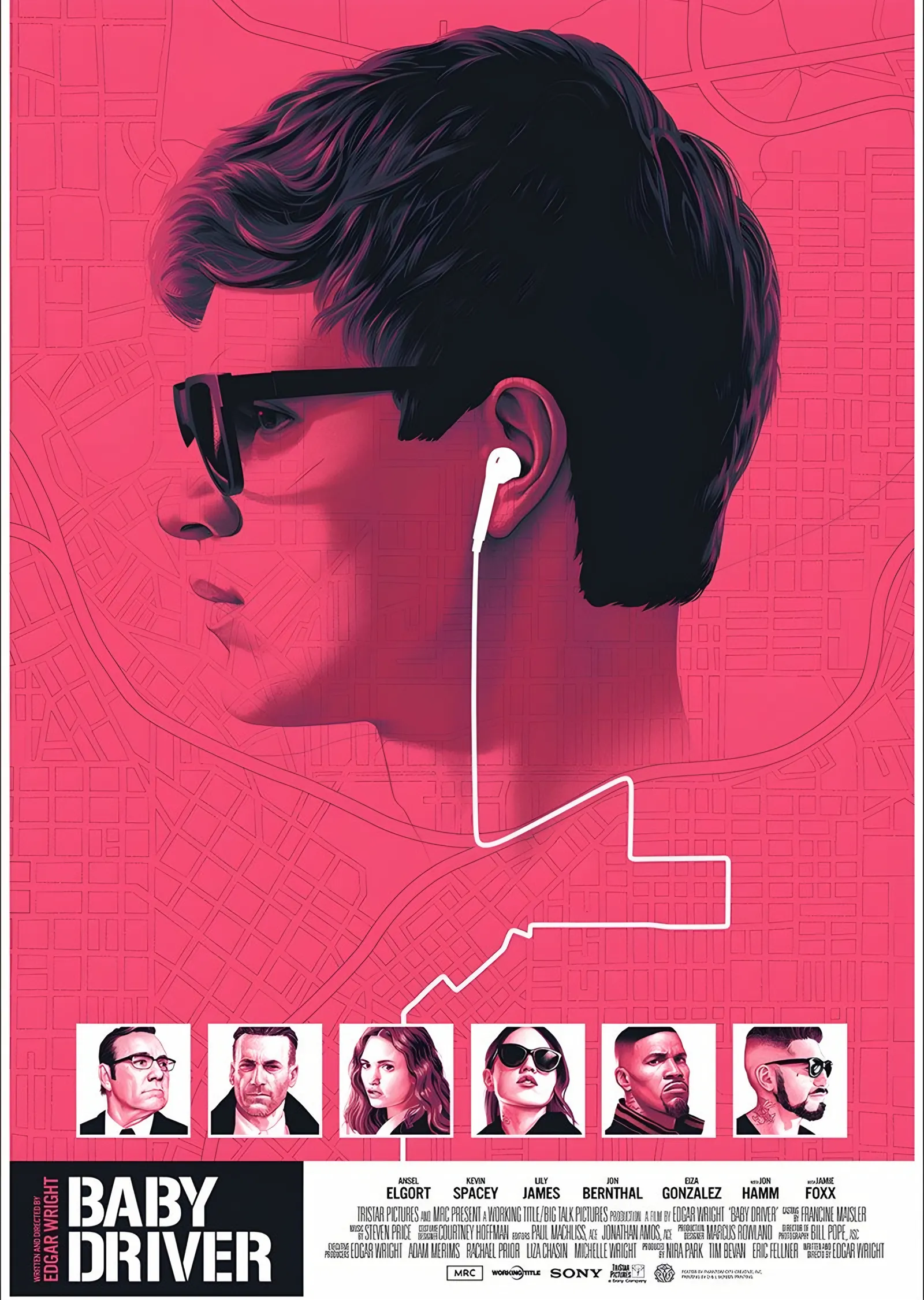 Baby Driver Pembe Profil metal tablo