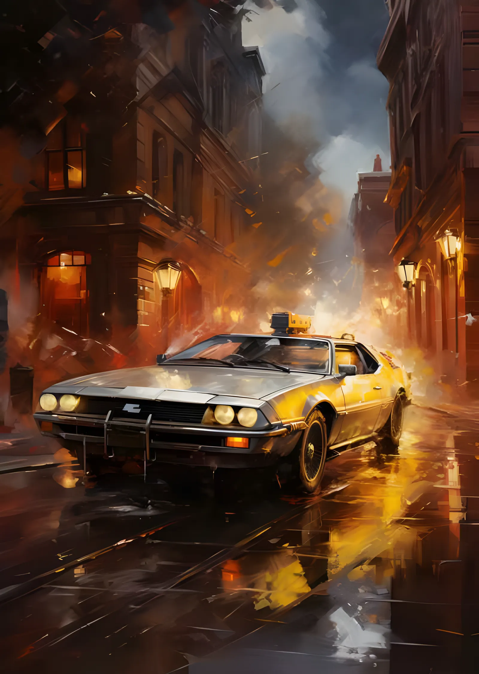 Back to the Future - DeLorean Ateş İzi metal tablo