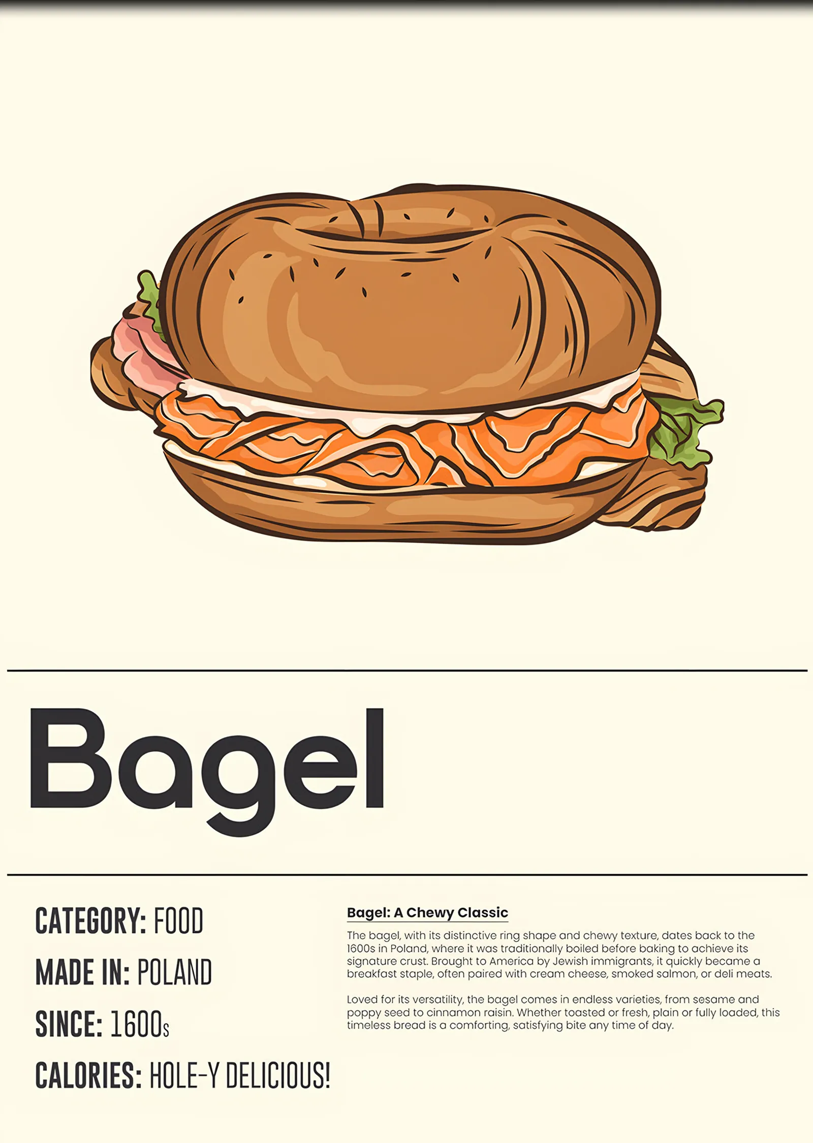Bagel Mutfak Kartı metal tablo
