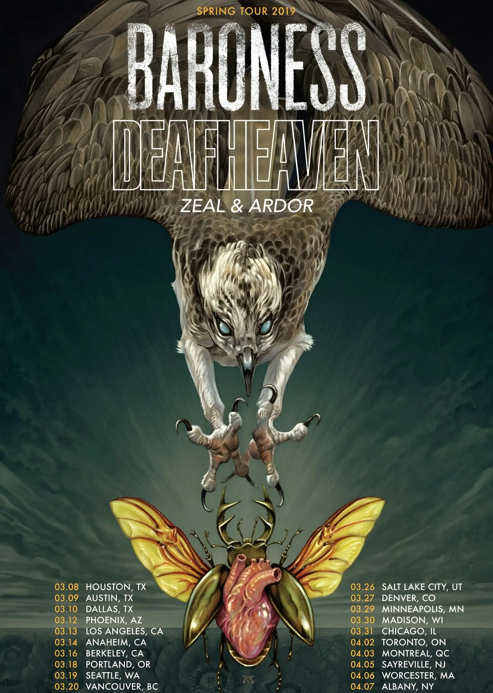 Baroness ve Deafheaven - Turne Afişi metal tablo