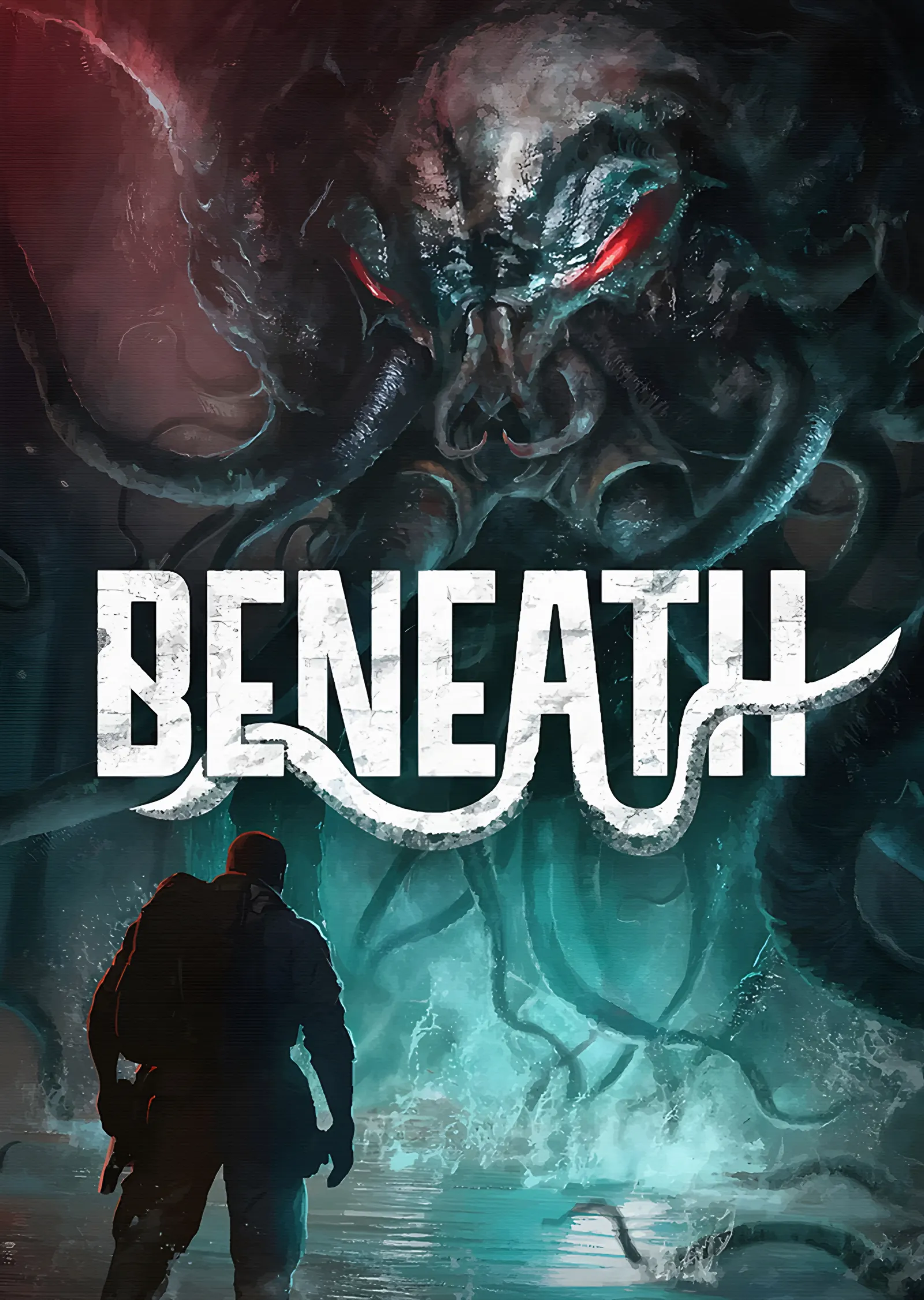 Beneath: Turkuaz Sualtında Dokunaçlı Varlık metal tablo
