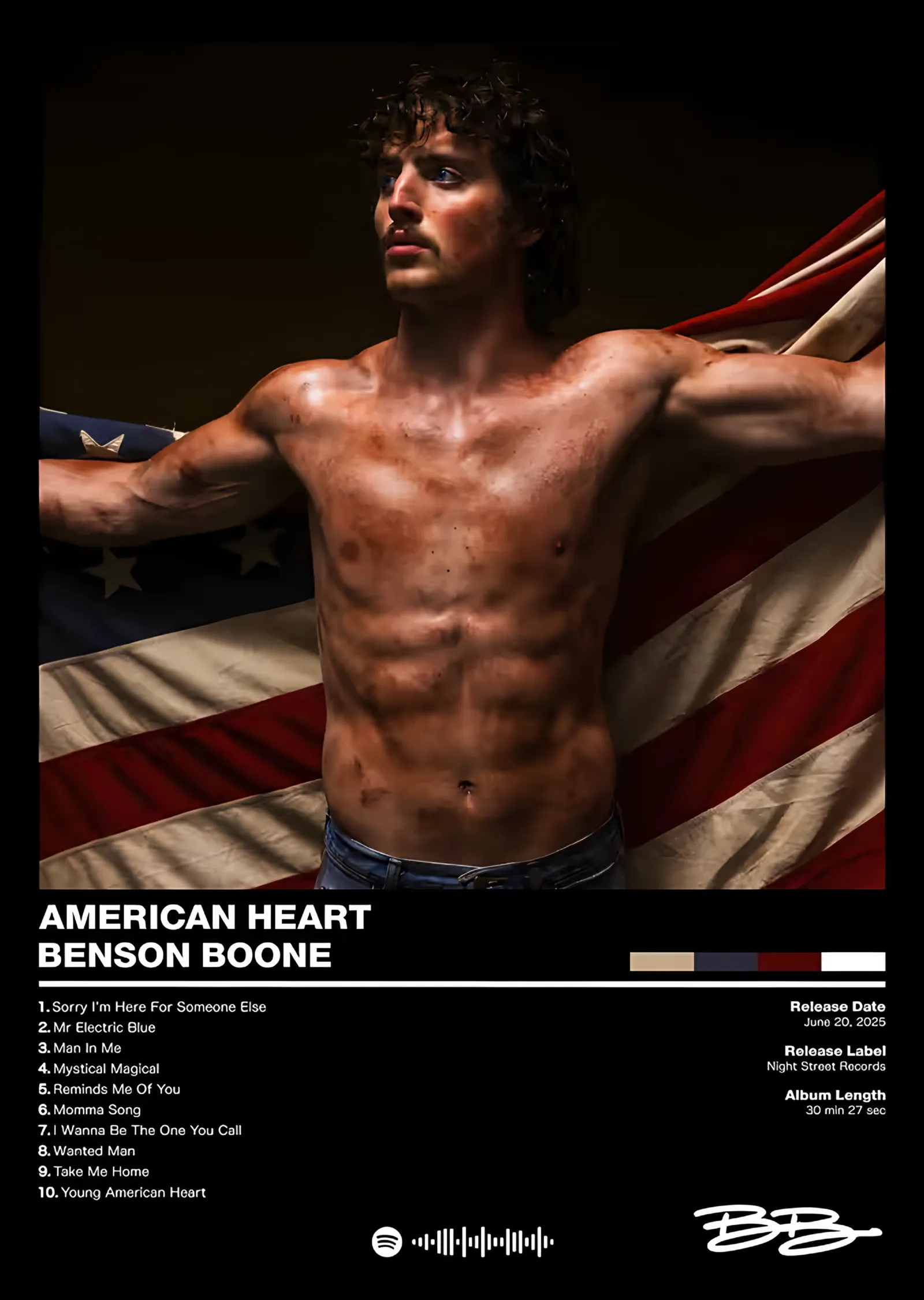 Benson Boone - American Heart metal tablo