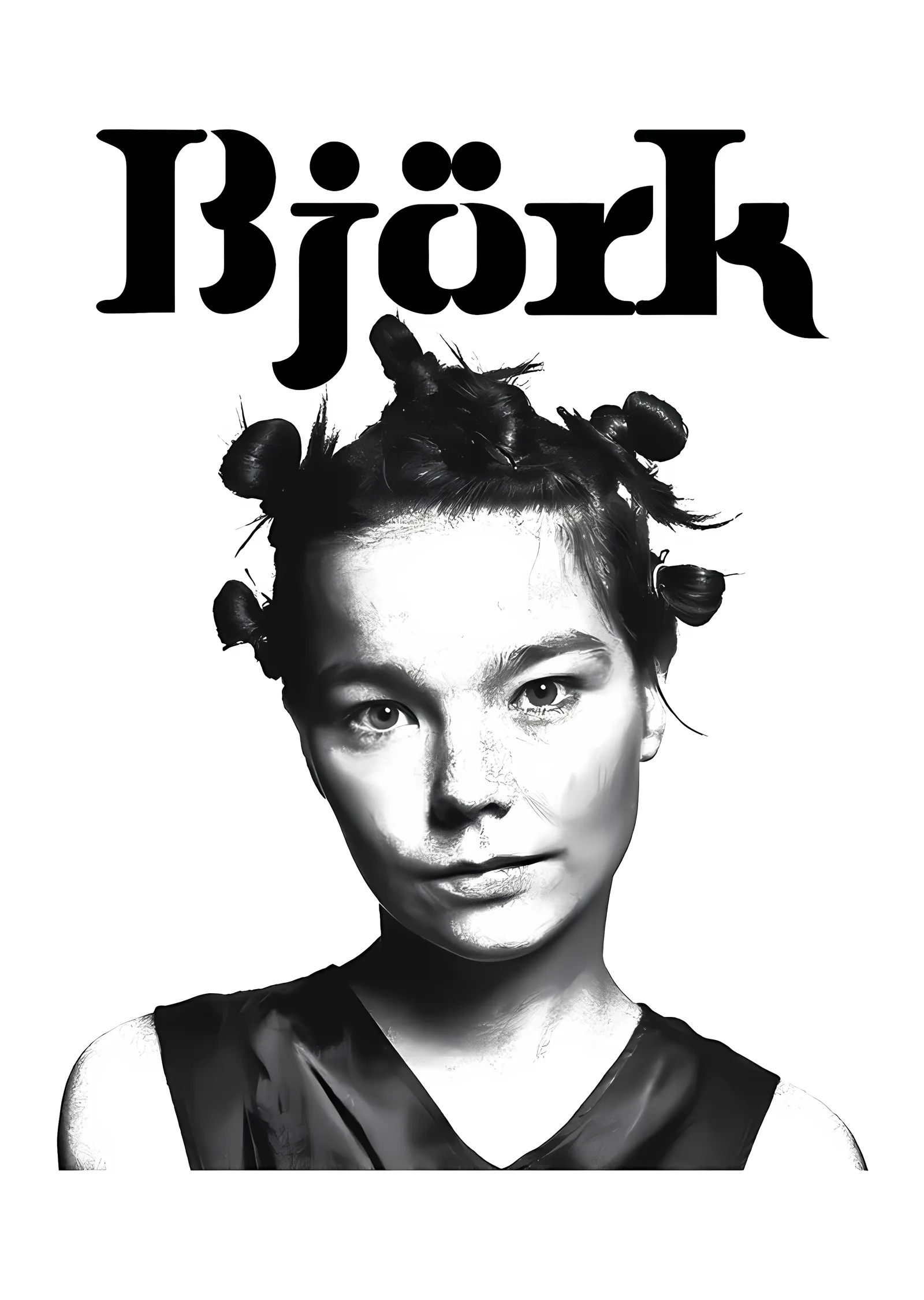Björk: Siyah Beyaz Klasik Portre metal tablo