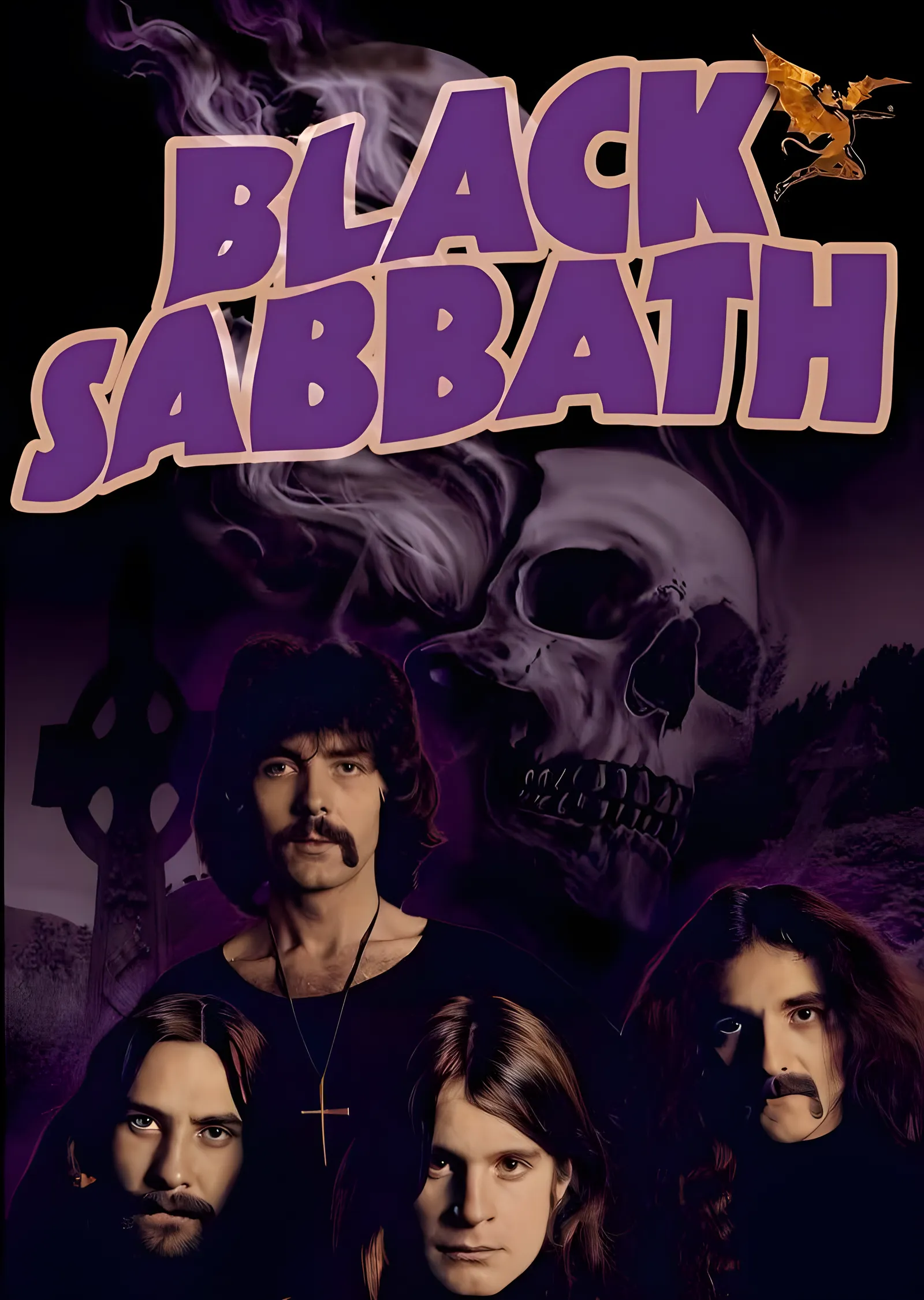 Black Sabbath: Mor Kurukafa Afişi metal tablo