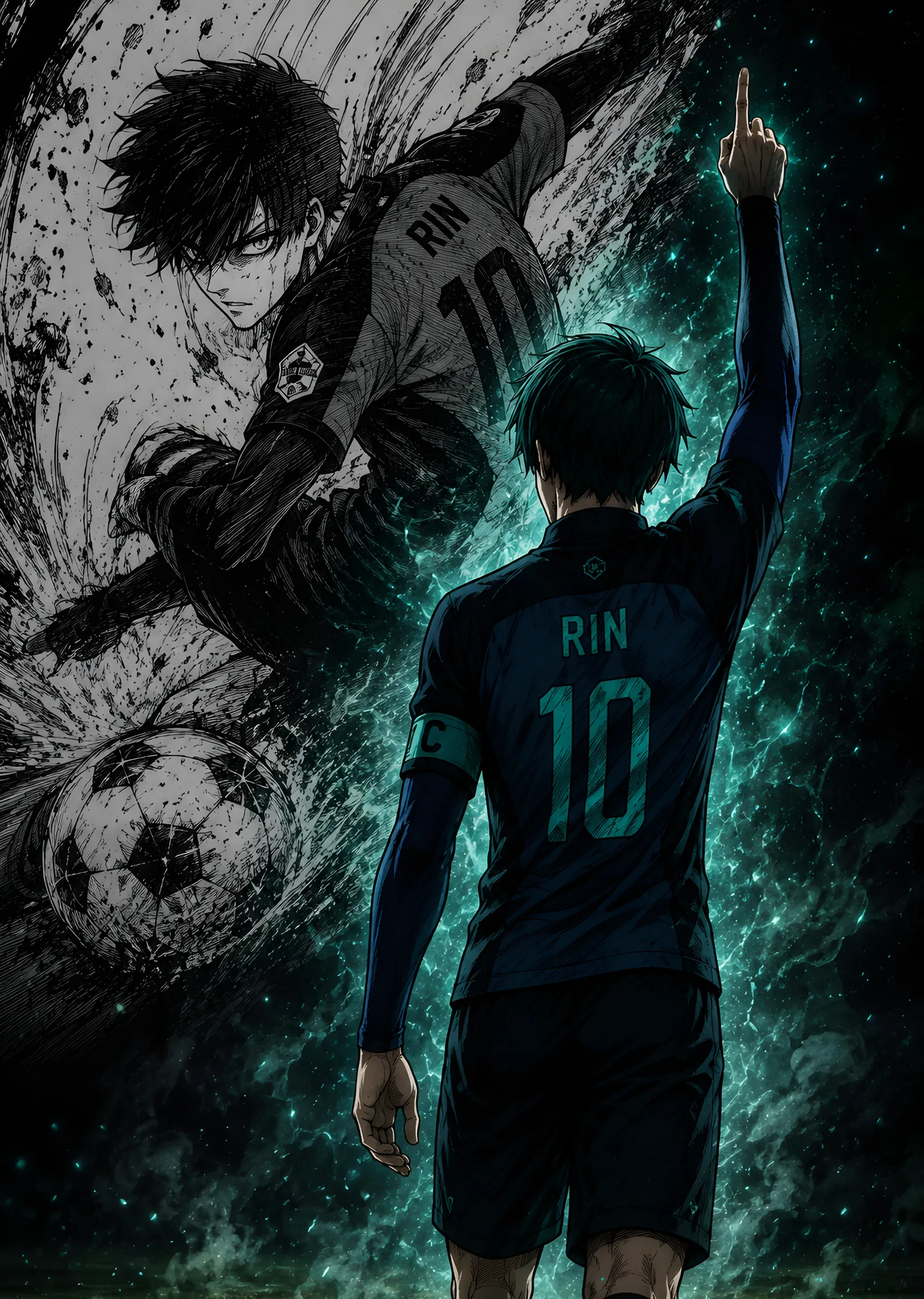 Blue Lock: Rin Itoshi Parmak Kaldırışı metal tablo