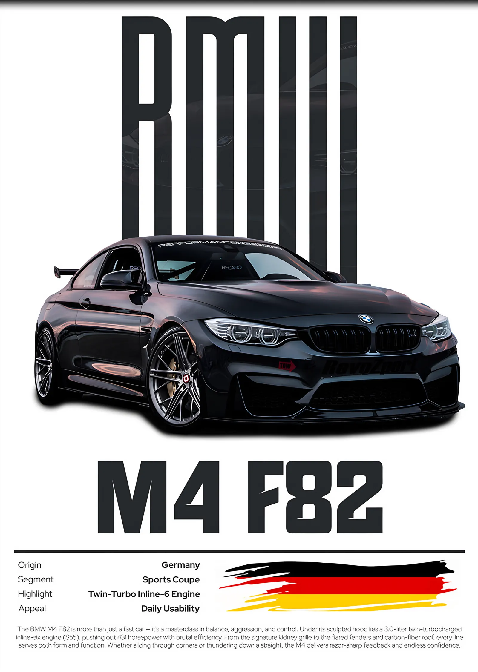 BMW M4 F82 Künye metal tablo