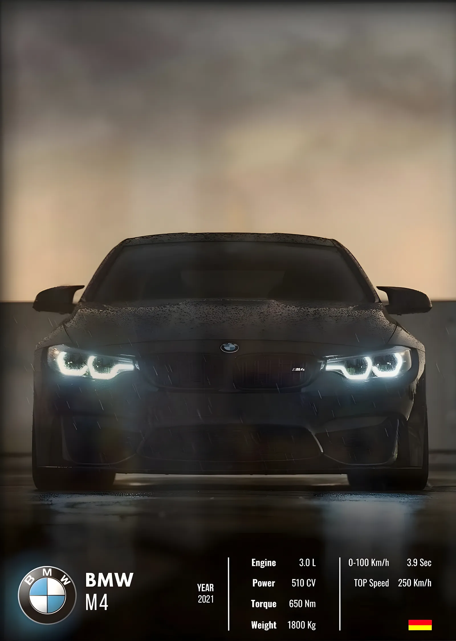 BMW M4: Farlar metal tablo