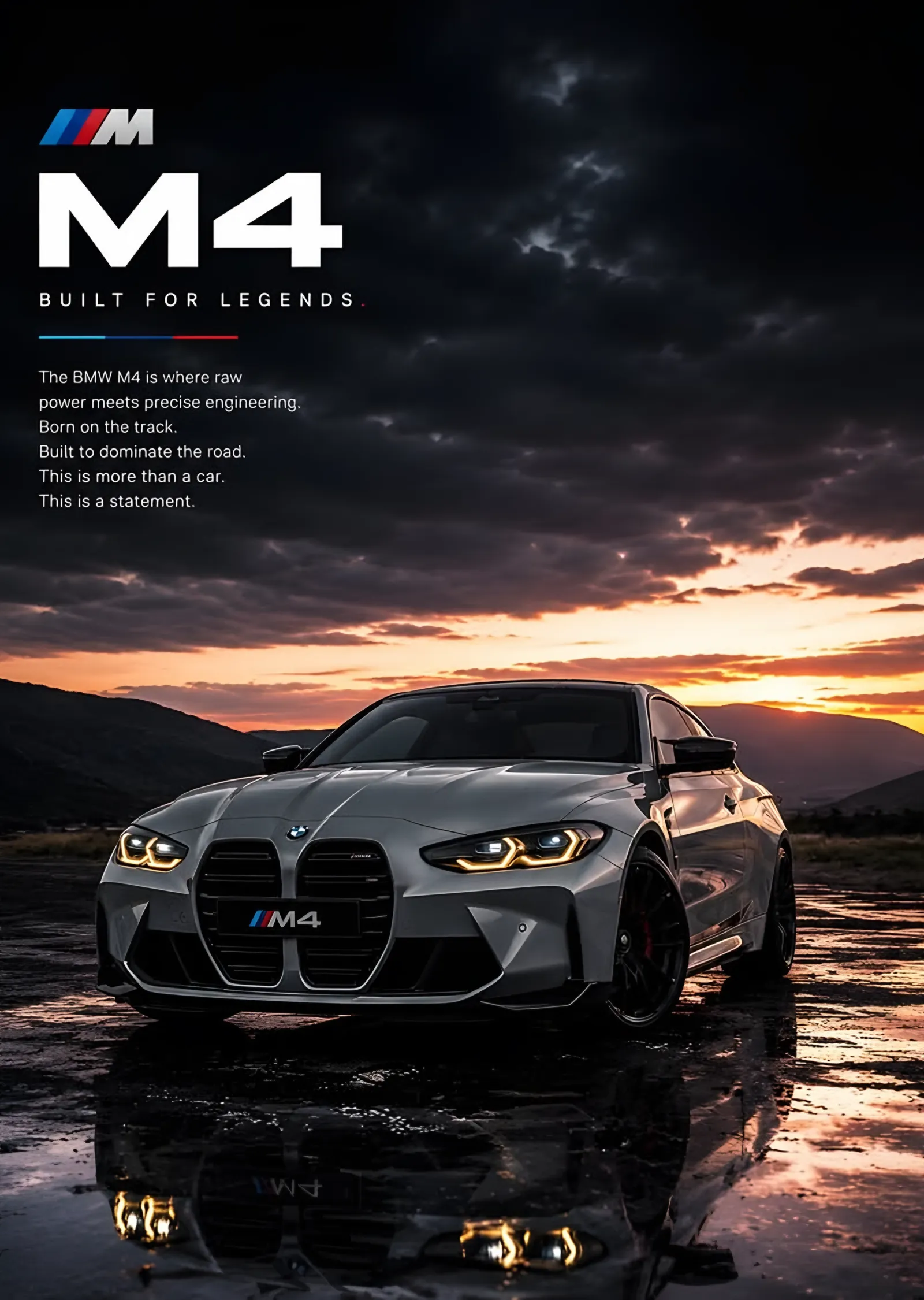 BMW M4 Gün Batımı metal tablo