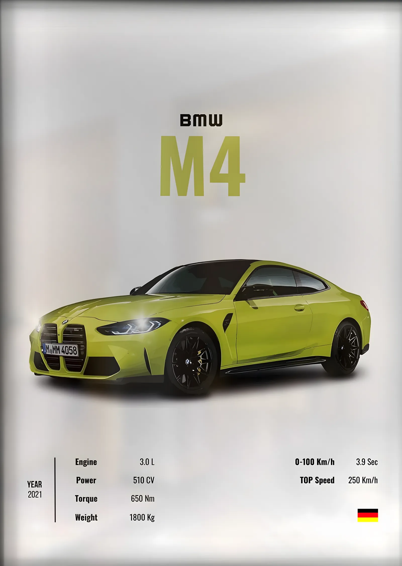 BMW M4 metal tablo