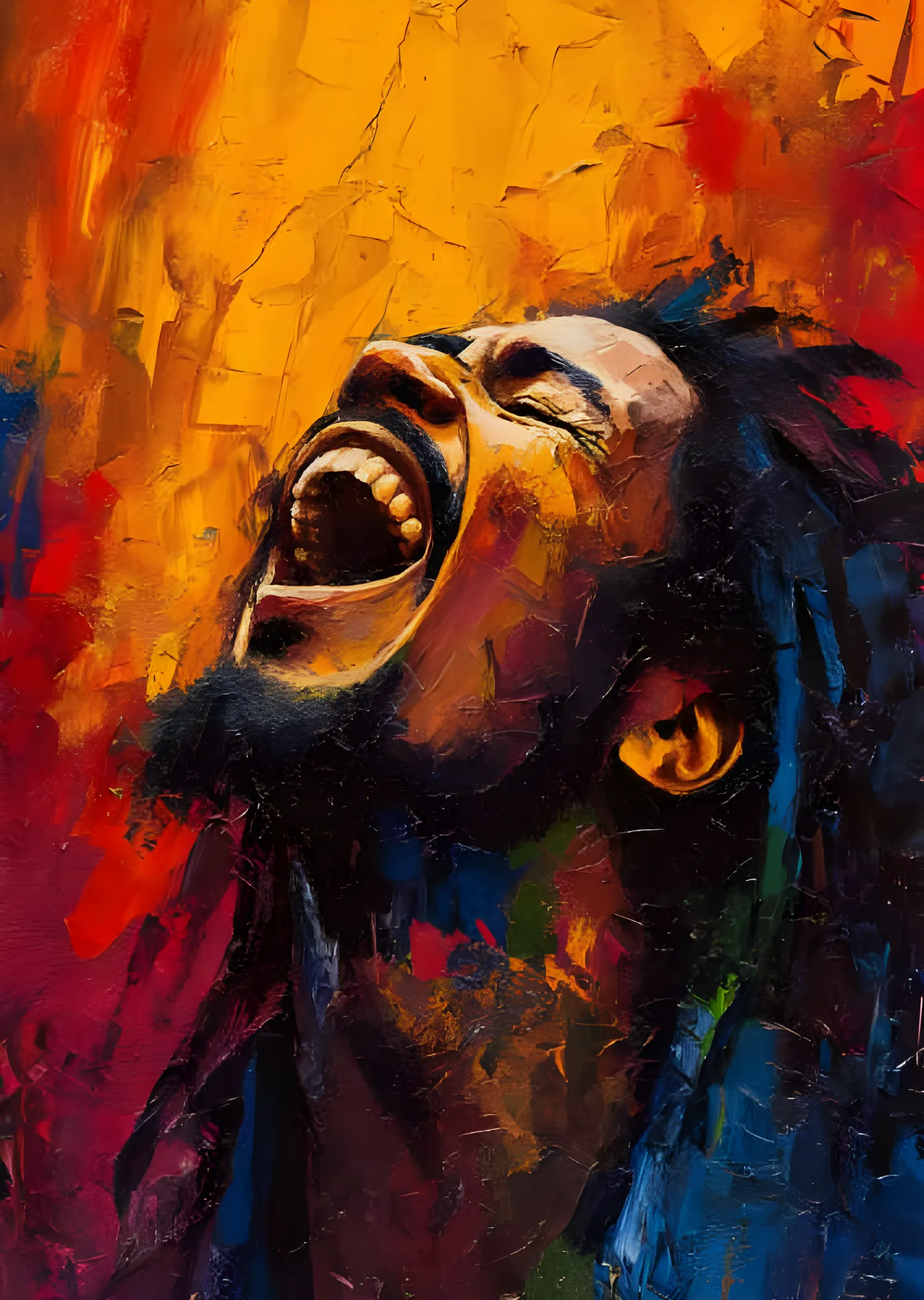 Bob Marley - Şarkı Söylerken Spatula Portre metal tablo