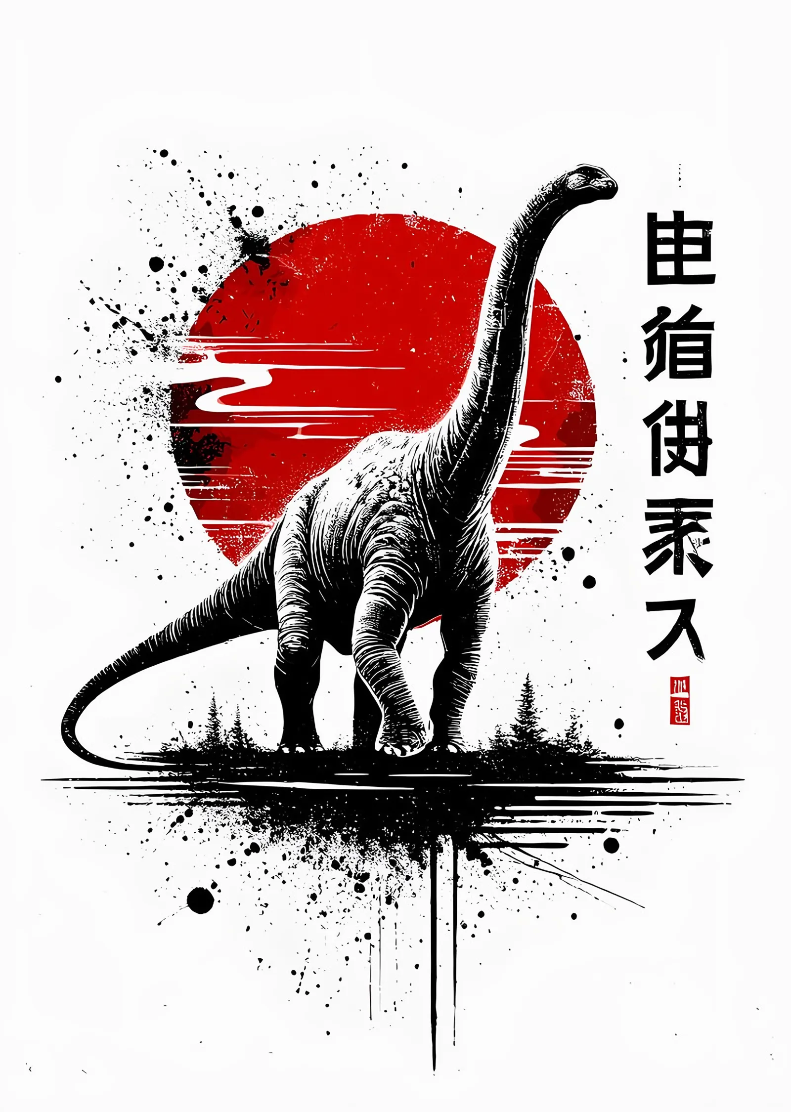 Brachiosaurus - Kızıl Güneş metal tablo