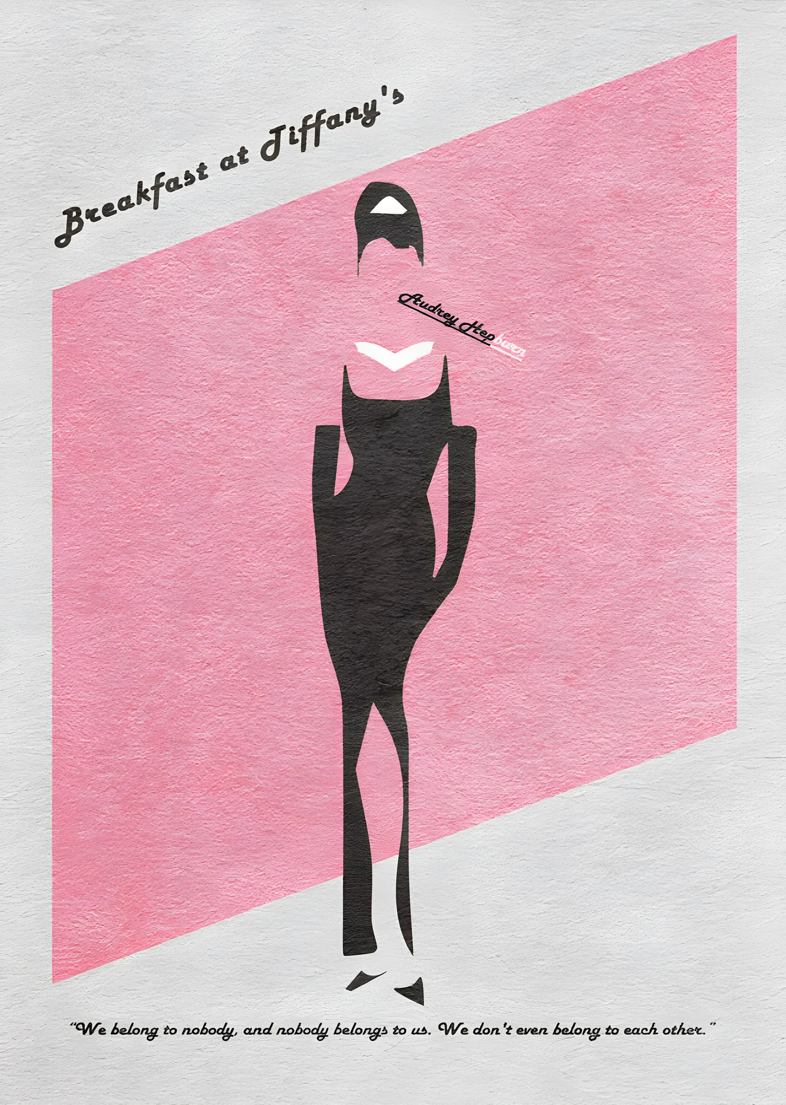 Breakfast at Tiffany's: Minimal Pembe Silüet metal tablo