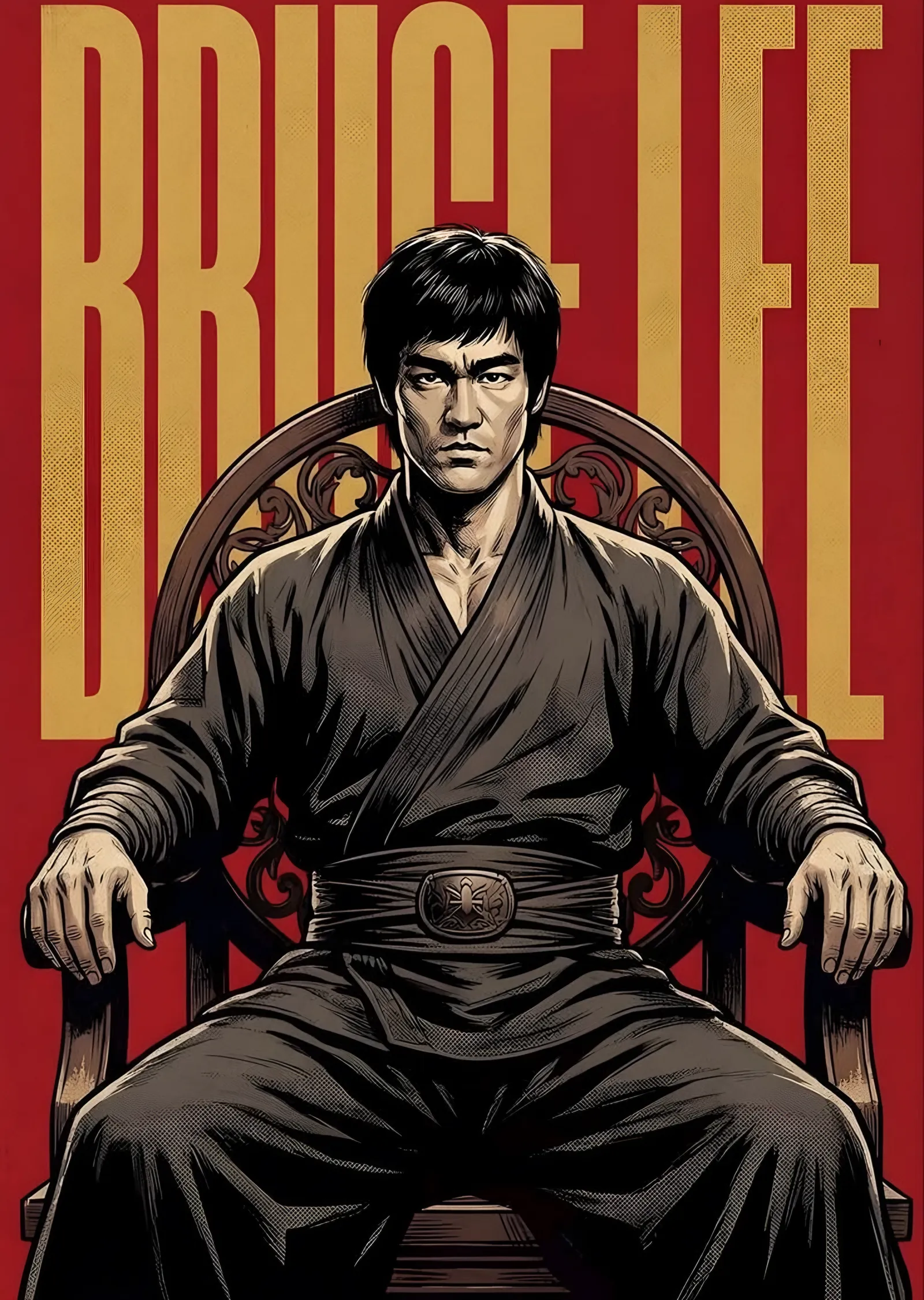Bruce Lee - Tahtta metal tablo