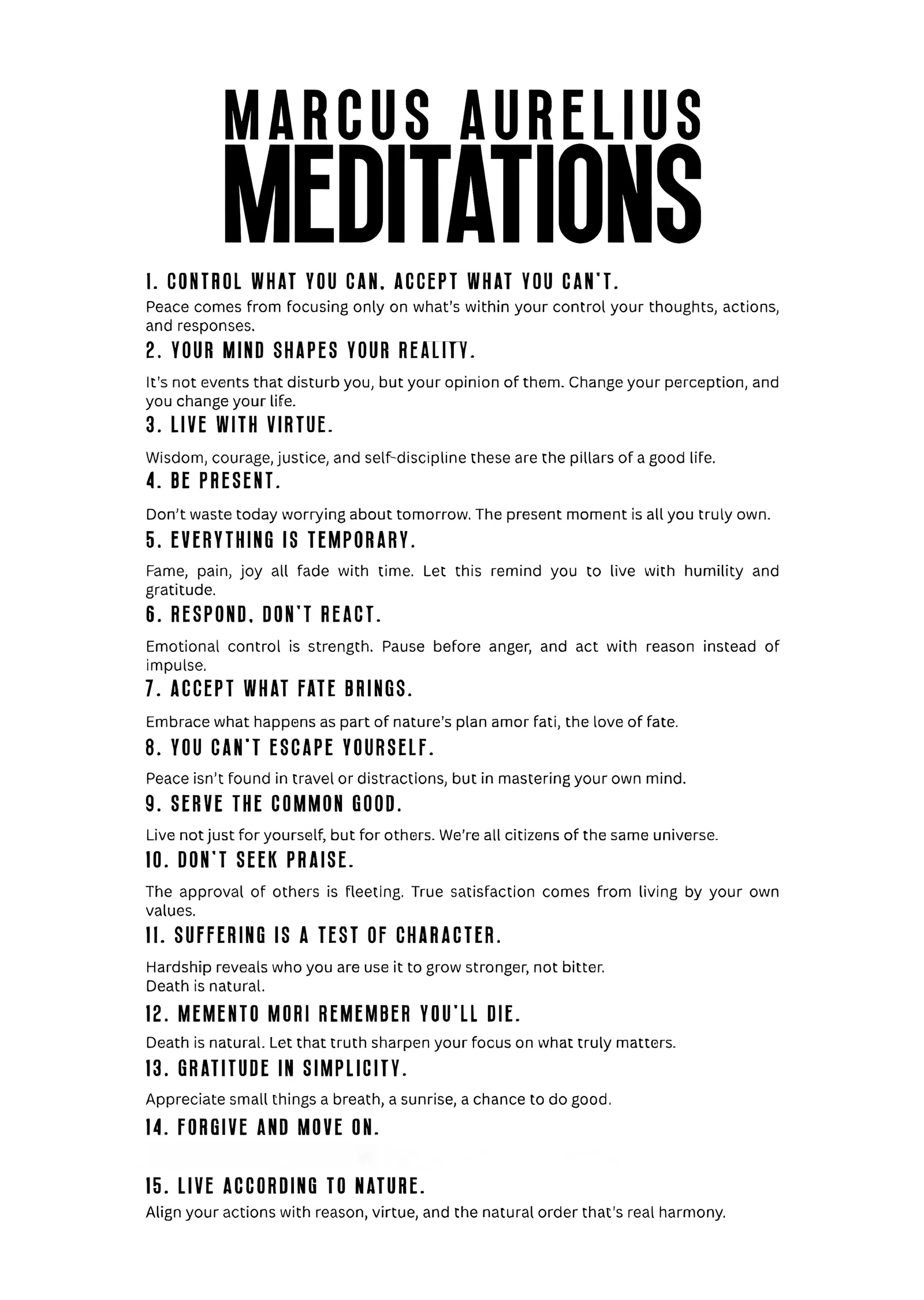 Marcus Aurelius: Meditations metal tablo