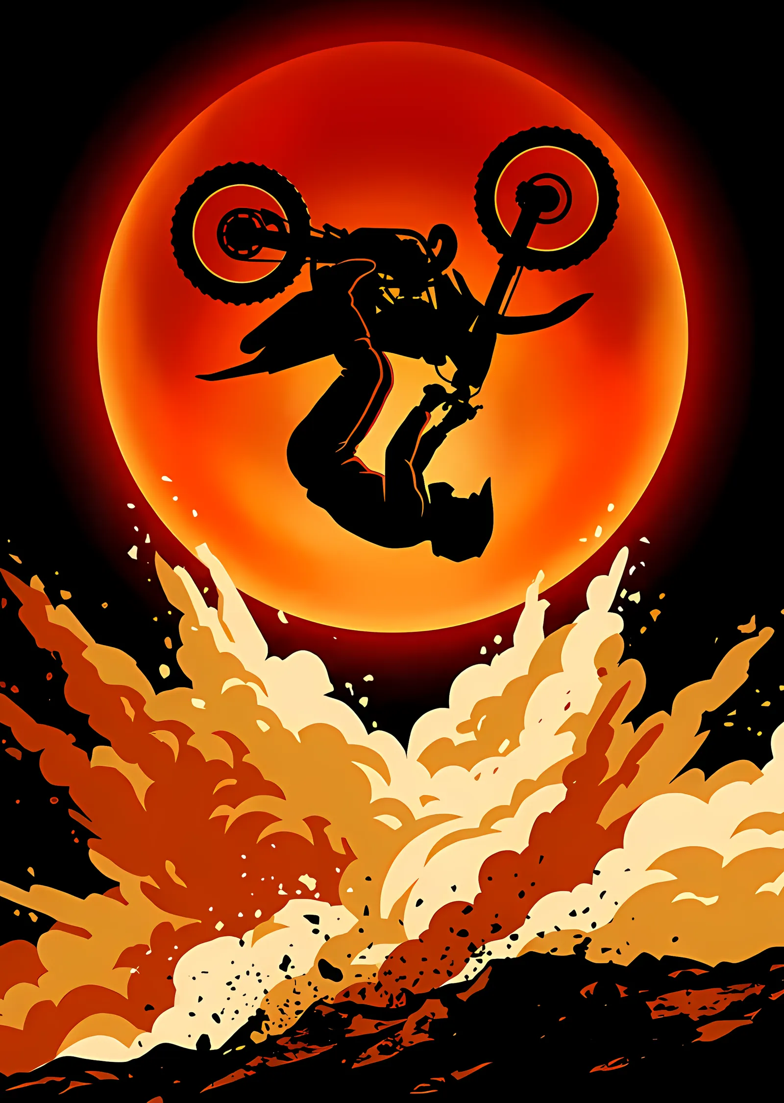 Alev ve Ay - Motocross Sıçraması metal tablo