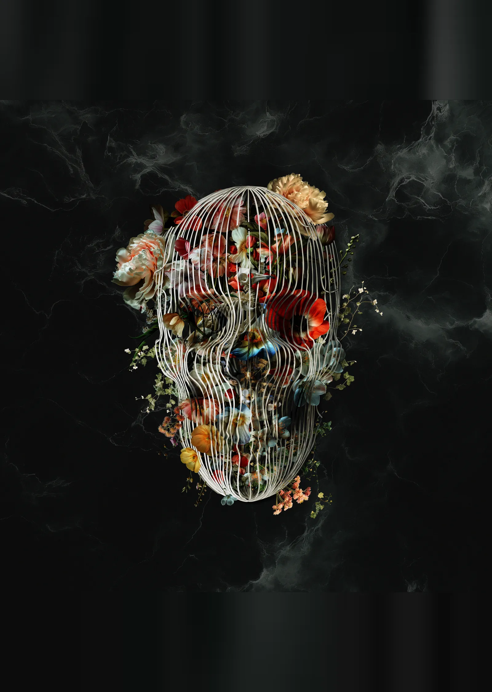 Cage Skull metal tablo