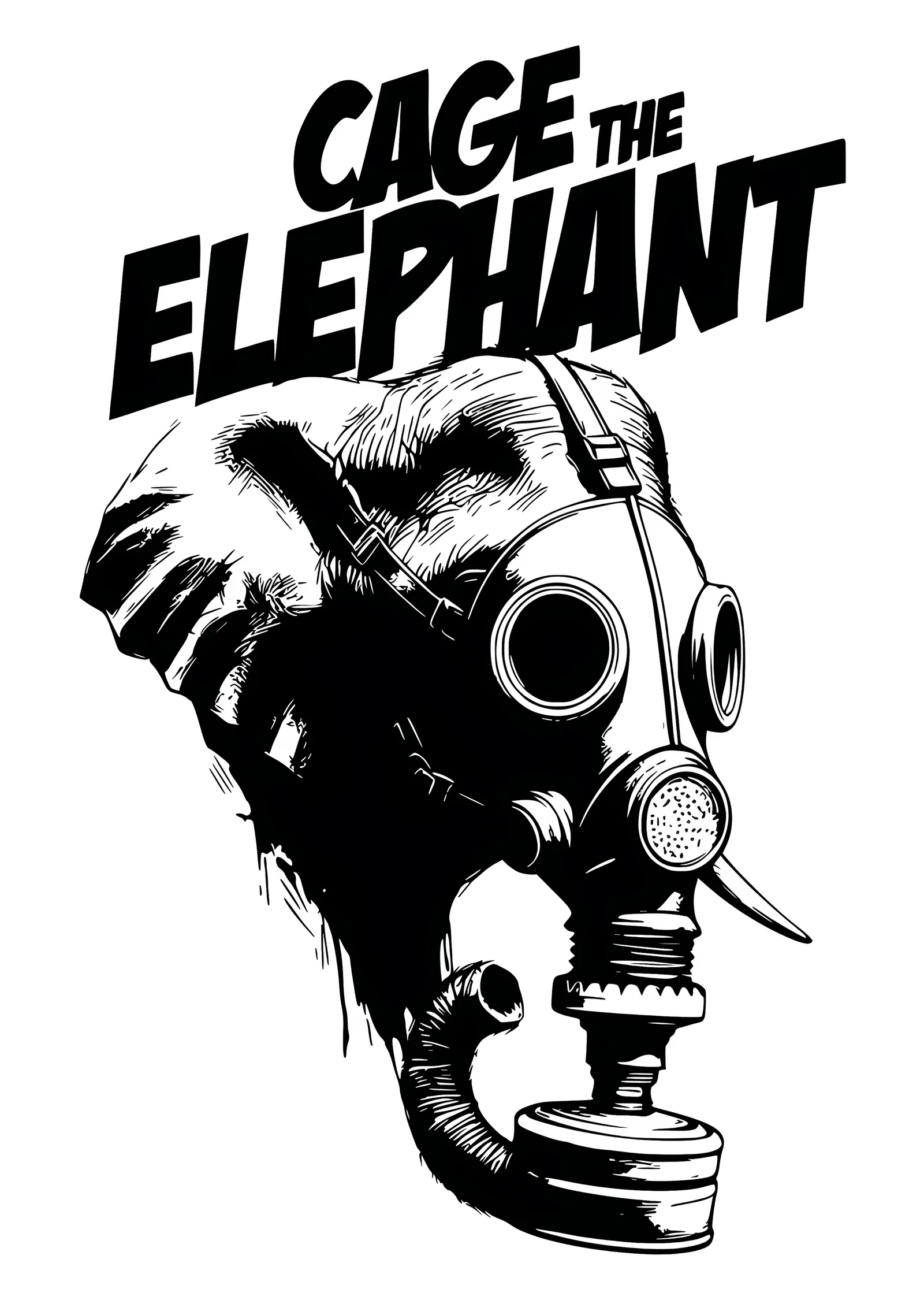 Cage the Elephant: Gaz Maskeli Fil metal tablo