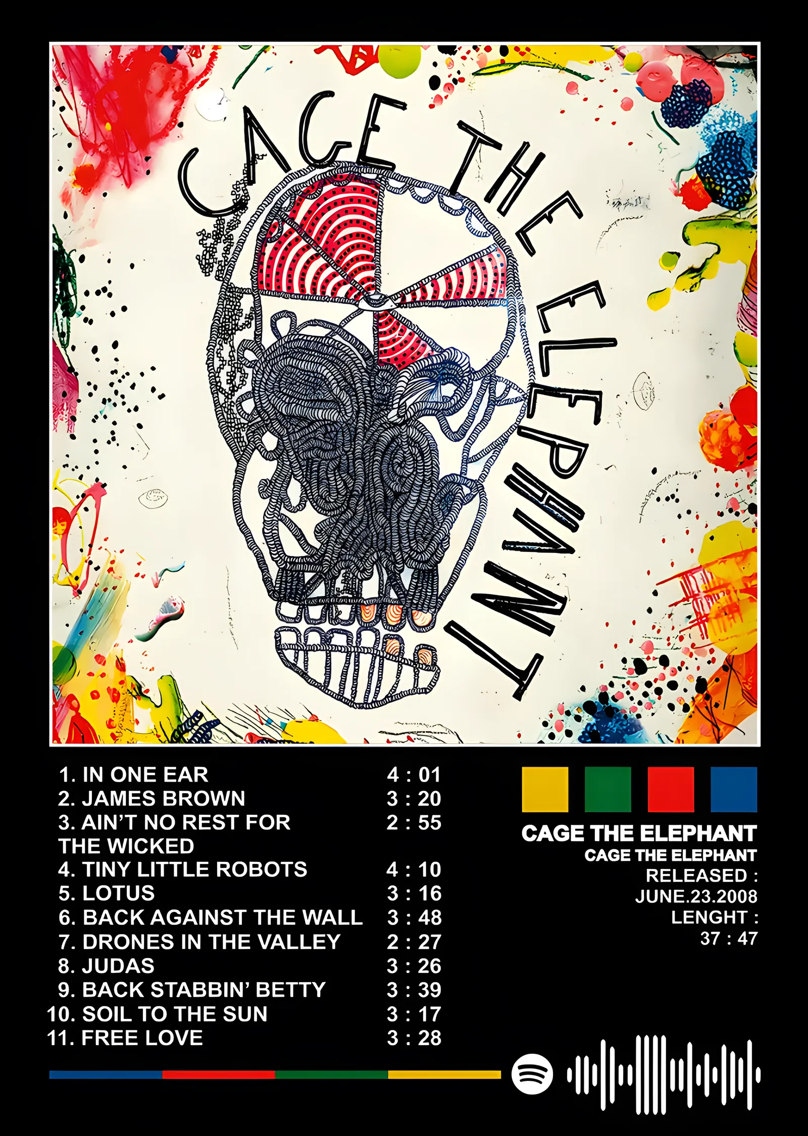 Cage the Elephant: Kuru Kafalı Kapak metal tablo