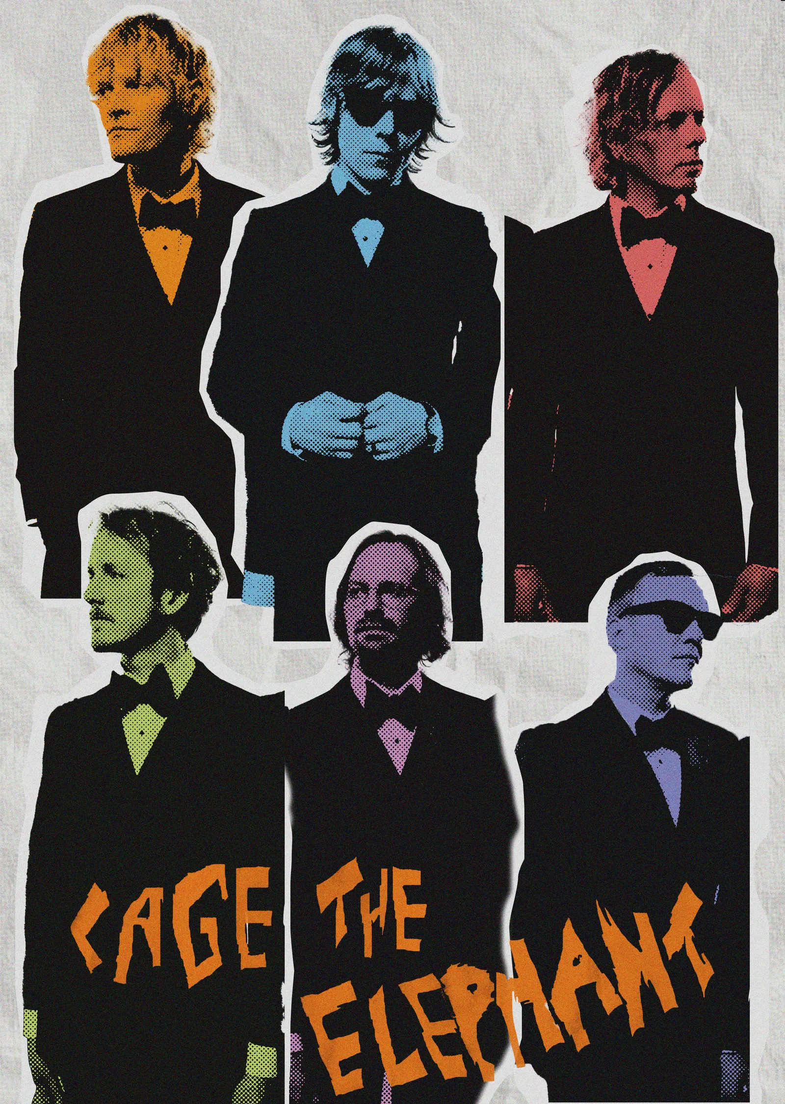 Cage the Elephant: Pop Art Grup Kolajı metal tablo