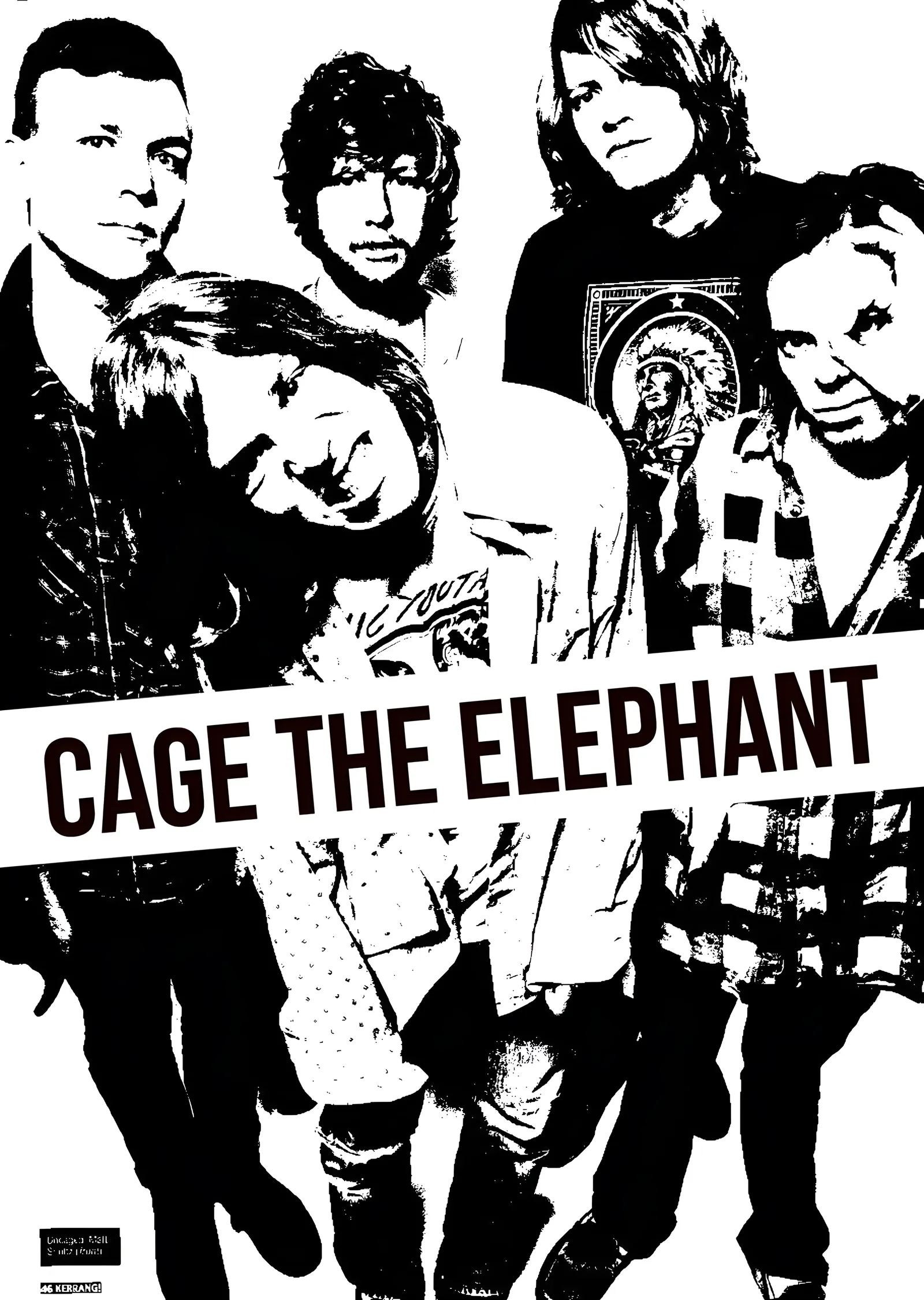 Cage the Elephant: Siyah Beyaz Grup Afişi metal tablo