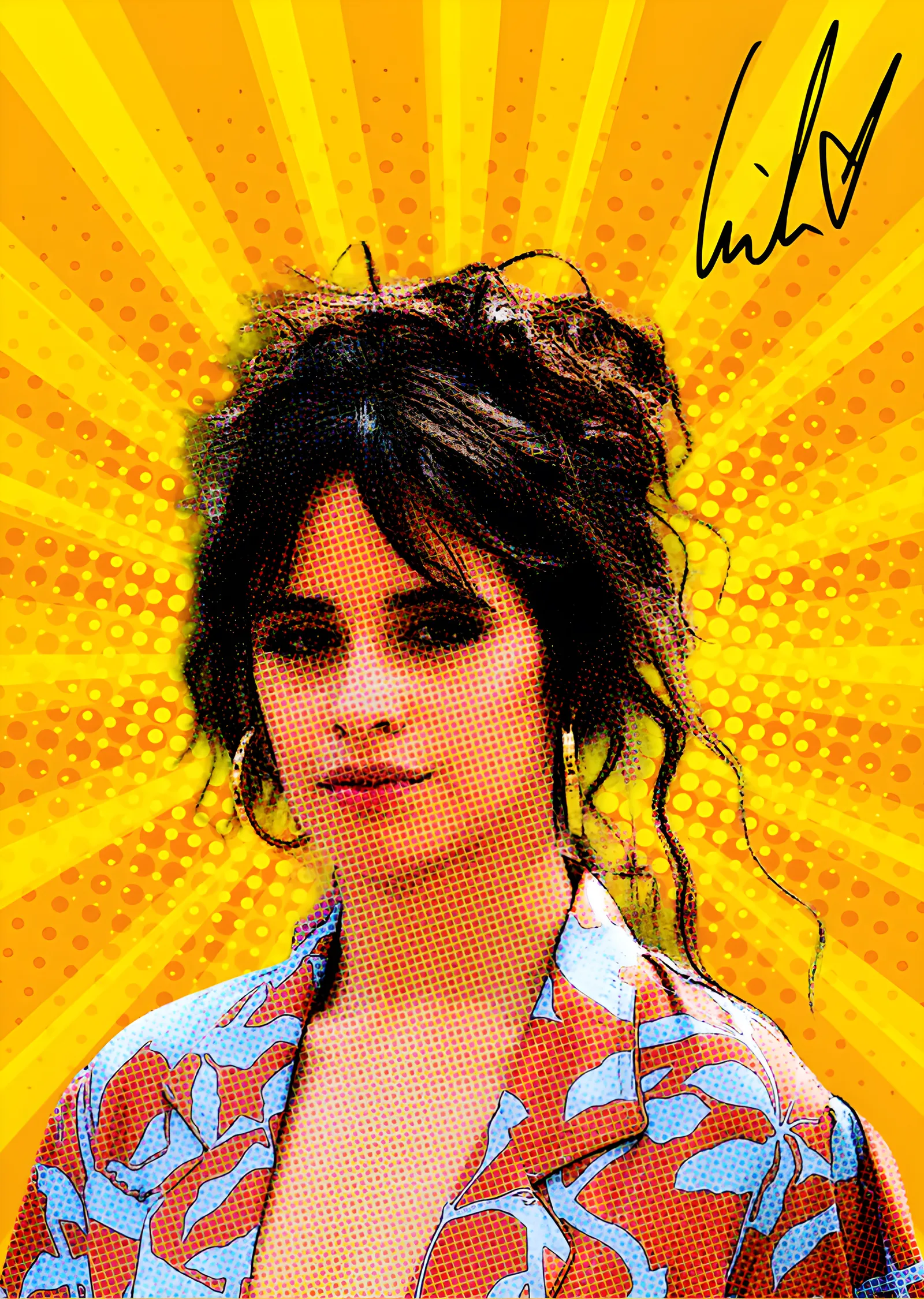 Camila Cabello: Sarı Işın Pop Art metal tablo