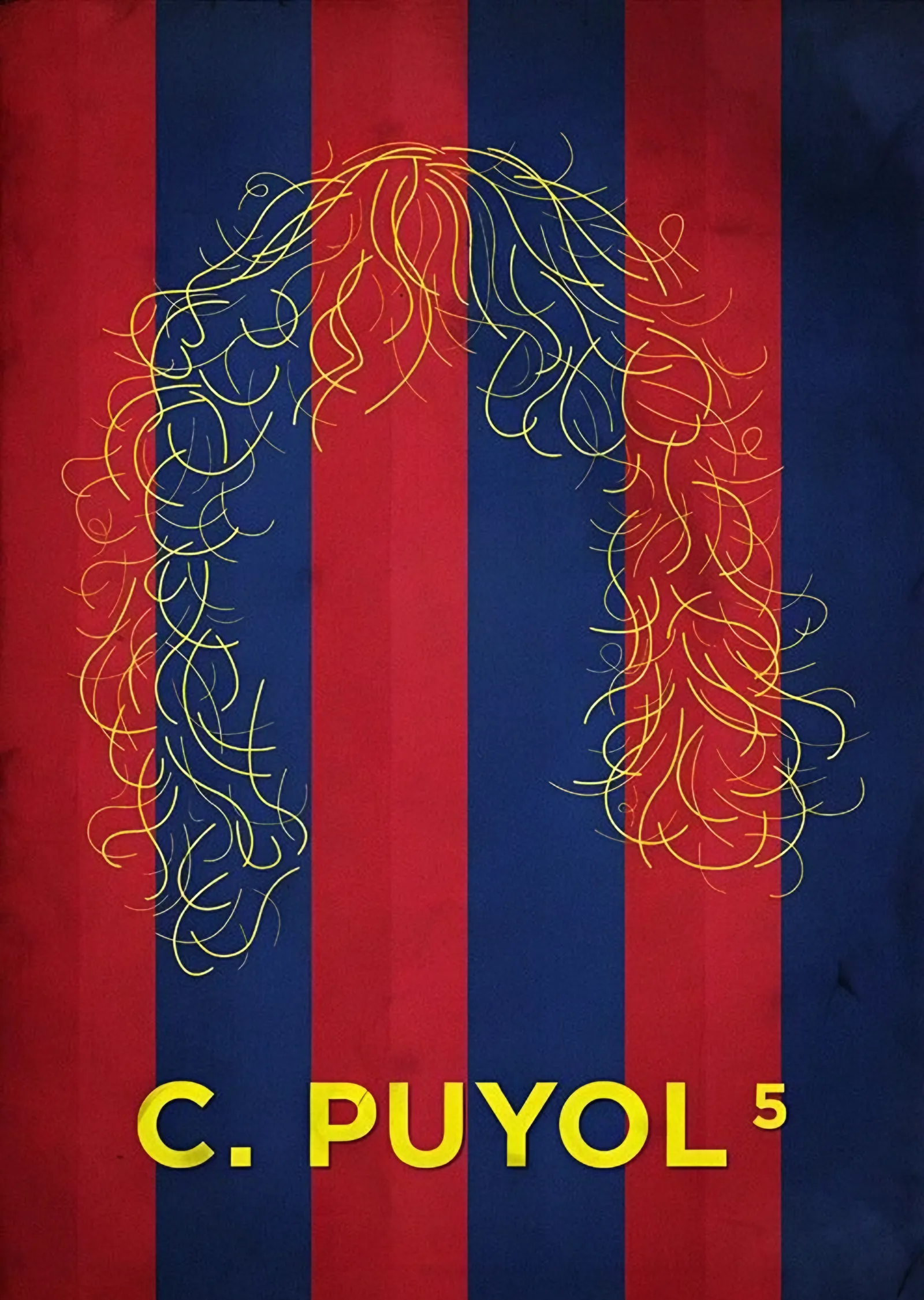 Carles Puyol: Çizgili Saç Tasarımı metal tablo