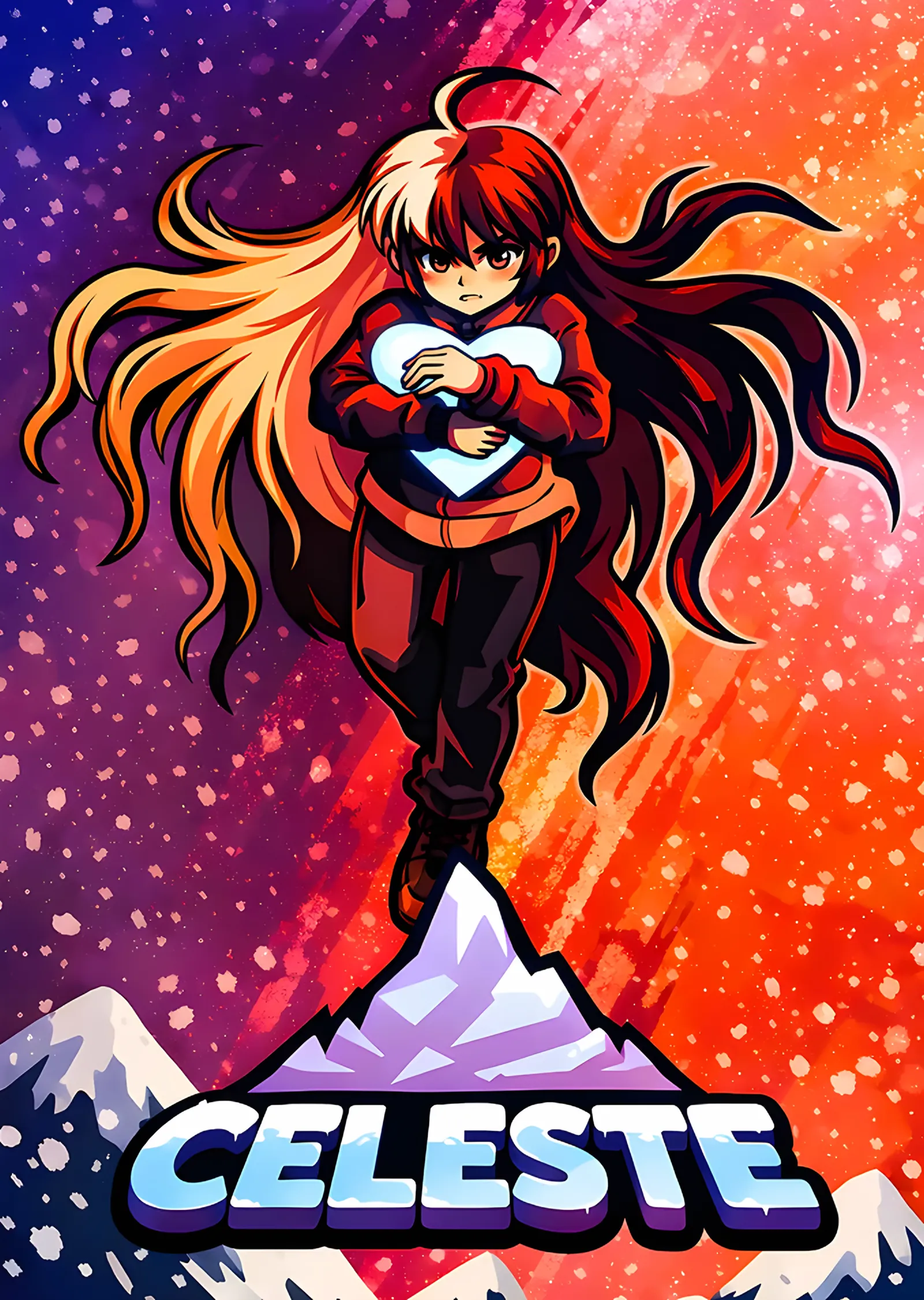 Celeste: Yıldızlı Gökte Kalpli Madeline metal tablo