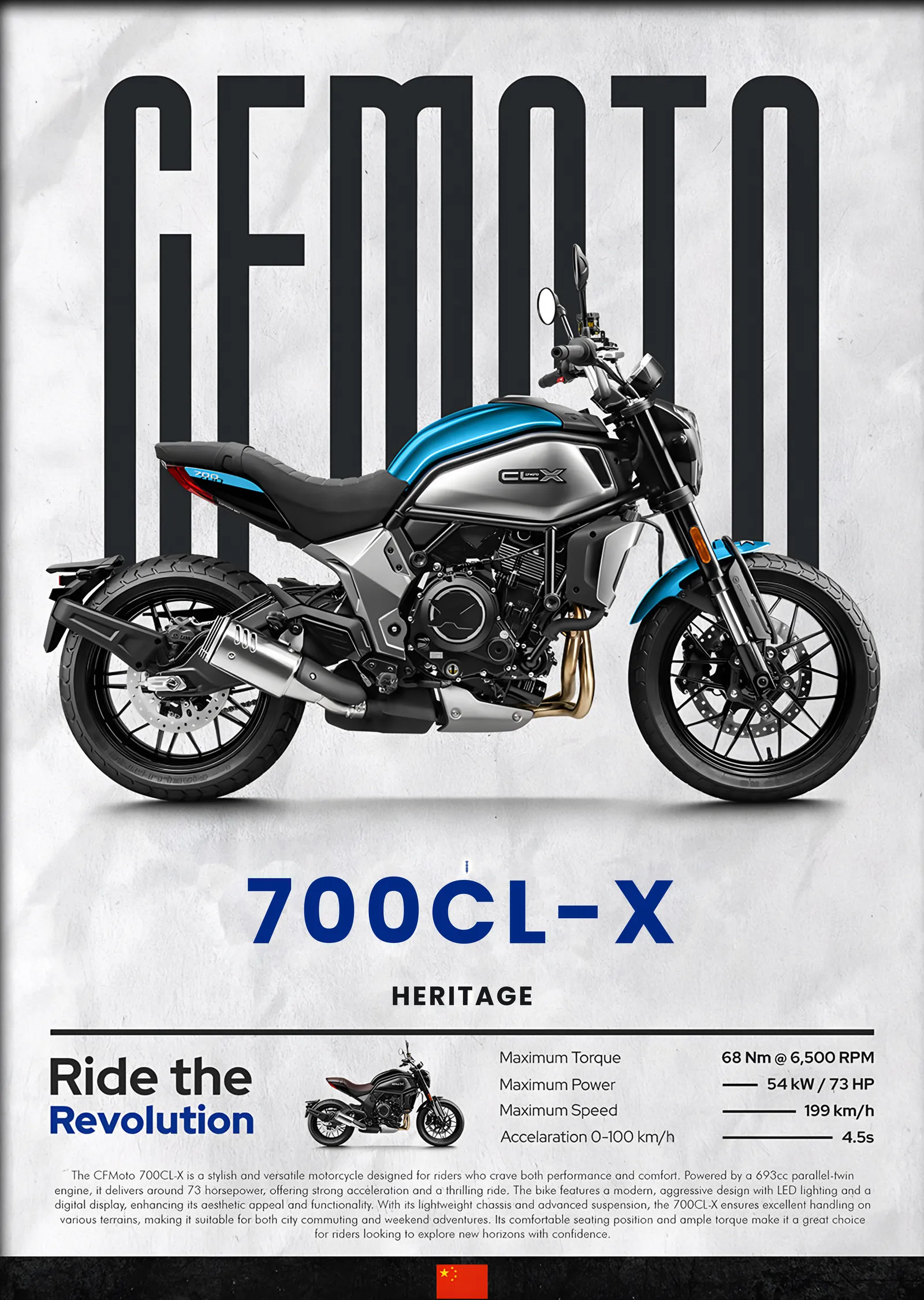 CFMOTO 700CL-X Heritage metal tablo