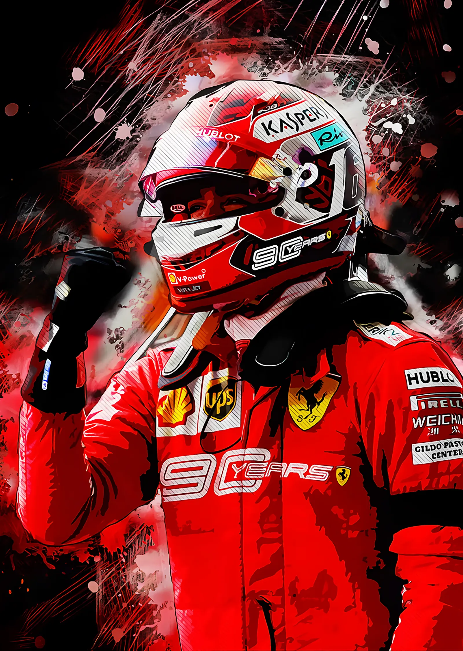 Charles Leclerc - 90. Yıl Tulumu metal tablo