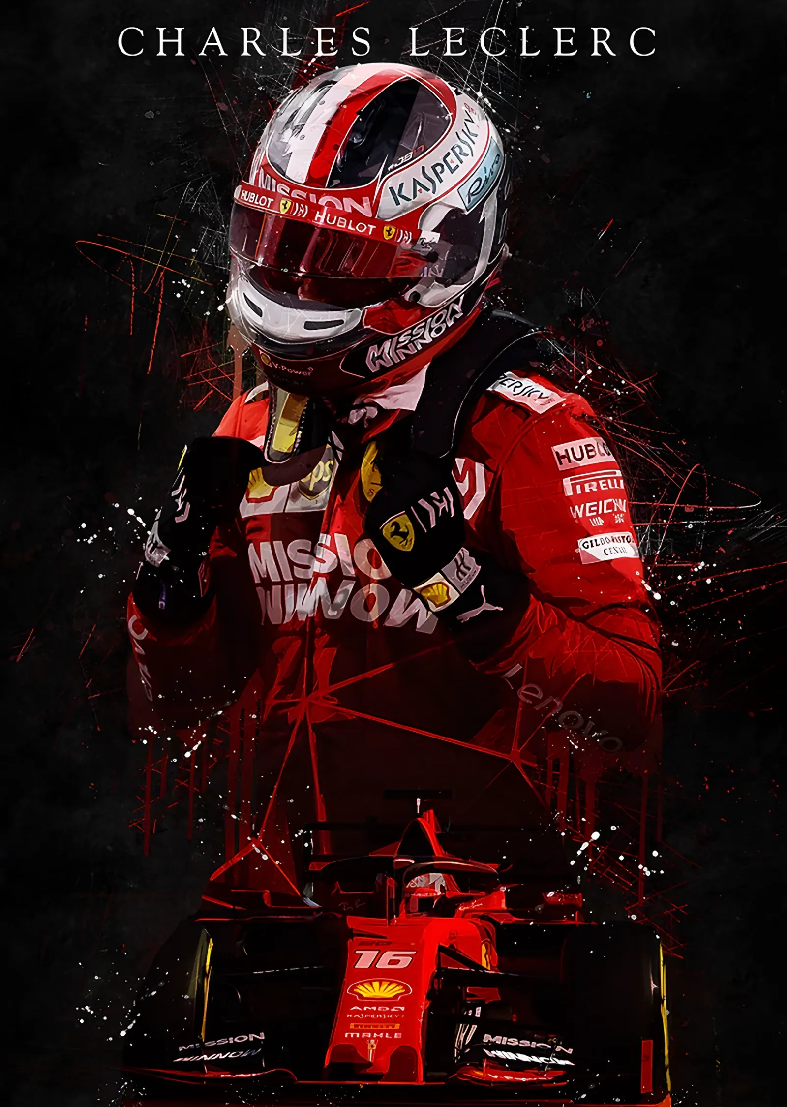 Charles Leclerc - Kırmızı Duman metal tablo